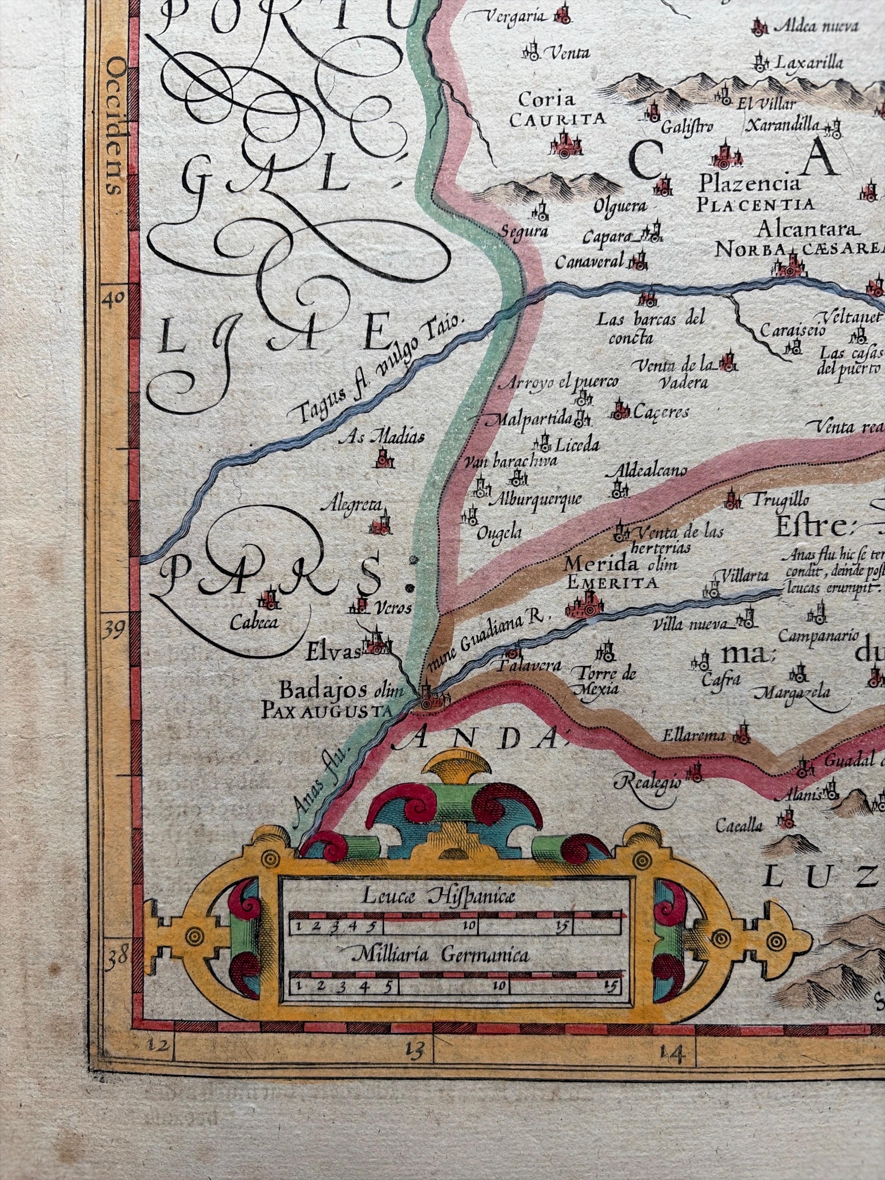 Mapa antiguo de Castilla la Vieja y la Nueva, España, por Jodocus Hondius, c.1636 en venta 4