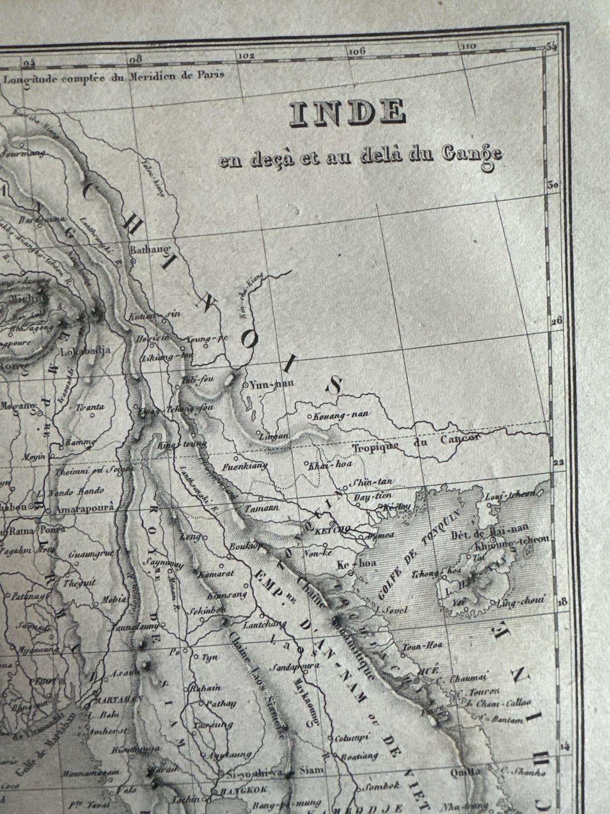 Antique Map of India and Southeast Asia by Balbi '1847'