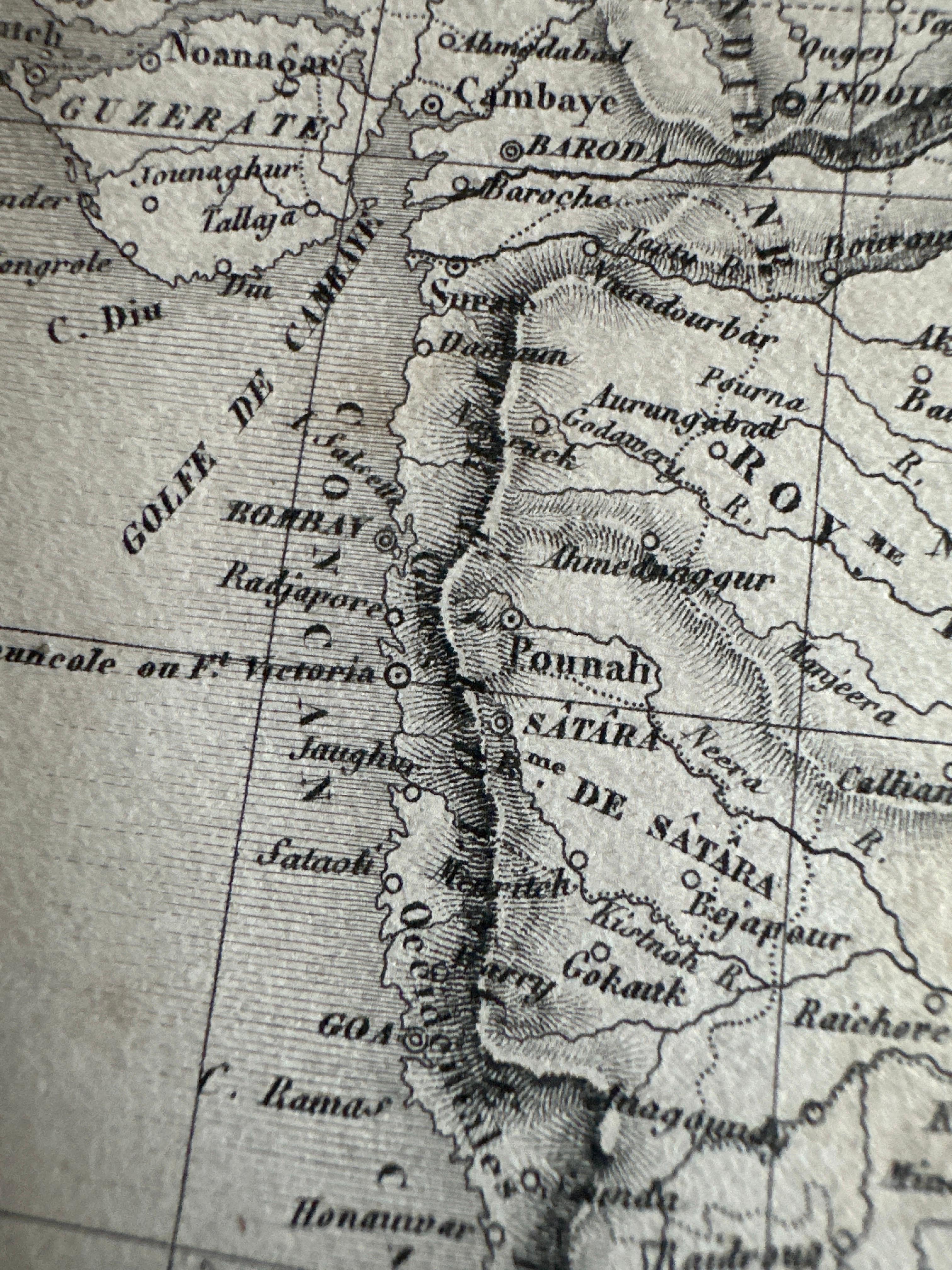 Carte ancienne de l'Inde et du Southeast Asia par Balbi en 1847 en vente 1
