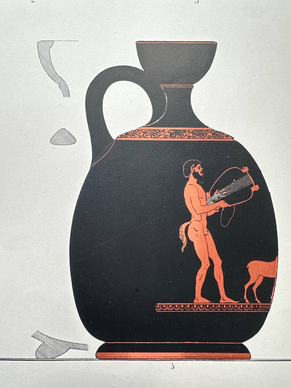 Antique Print of Greek Ceramics 'Lekythen' by Genick (1883)