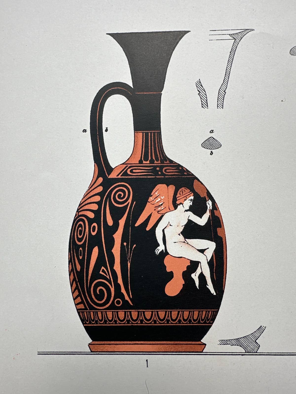 Antique Print of Greek Ceramics 'Lekythen' by Genick (1883)