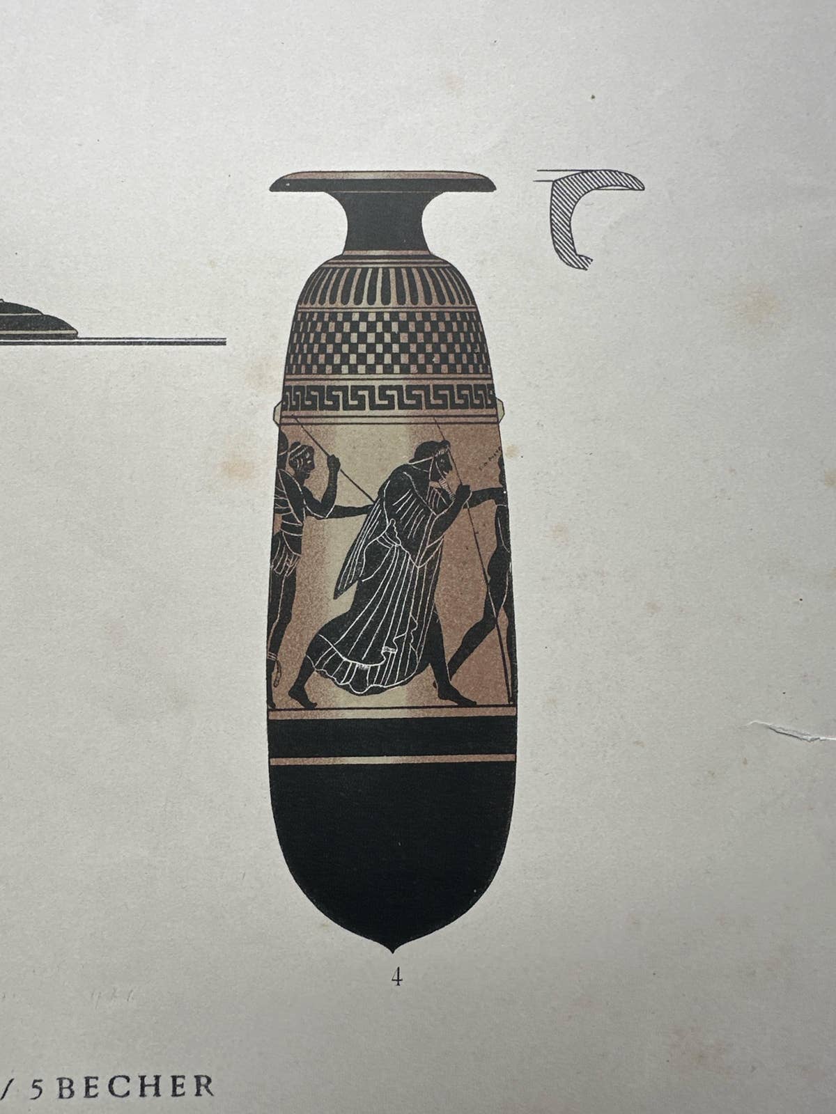 Antique Print of Greek Ceramics 'Flaschen/Becher' by Genick, 1883