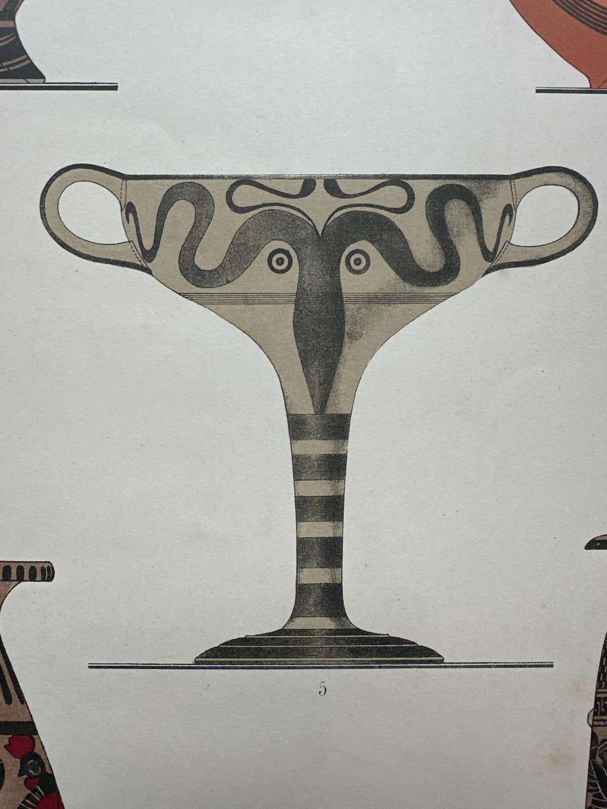 Antique Print of Greek Ceramics 'Flaschen/Becher' by Genick, 1883