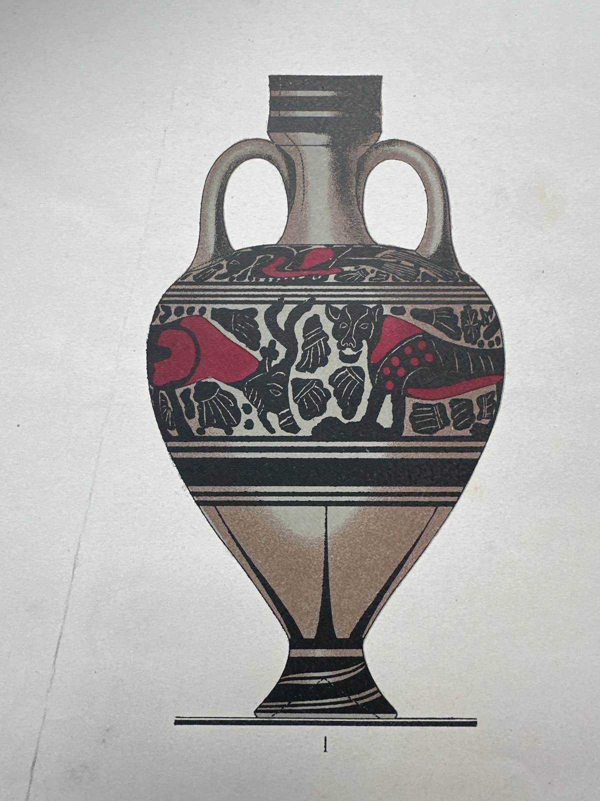 Antique Print of Greek Ceramics 'Flaschen/Becher' by Genick, 1883