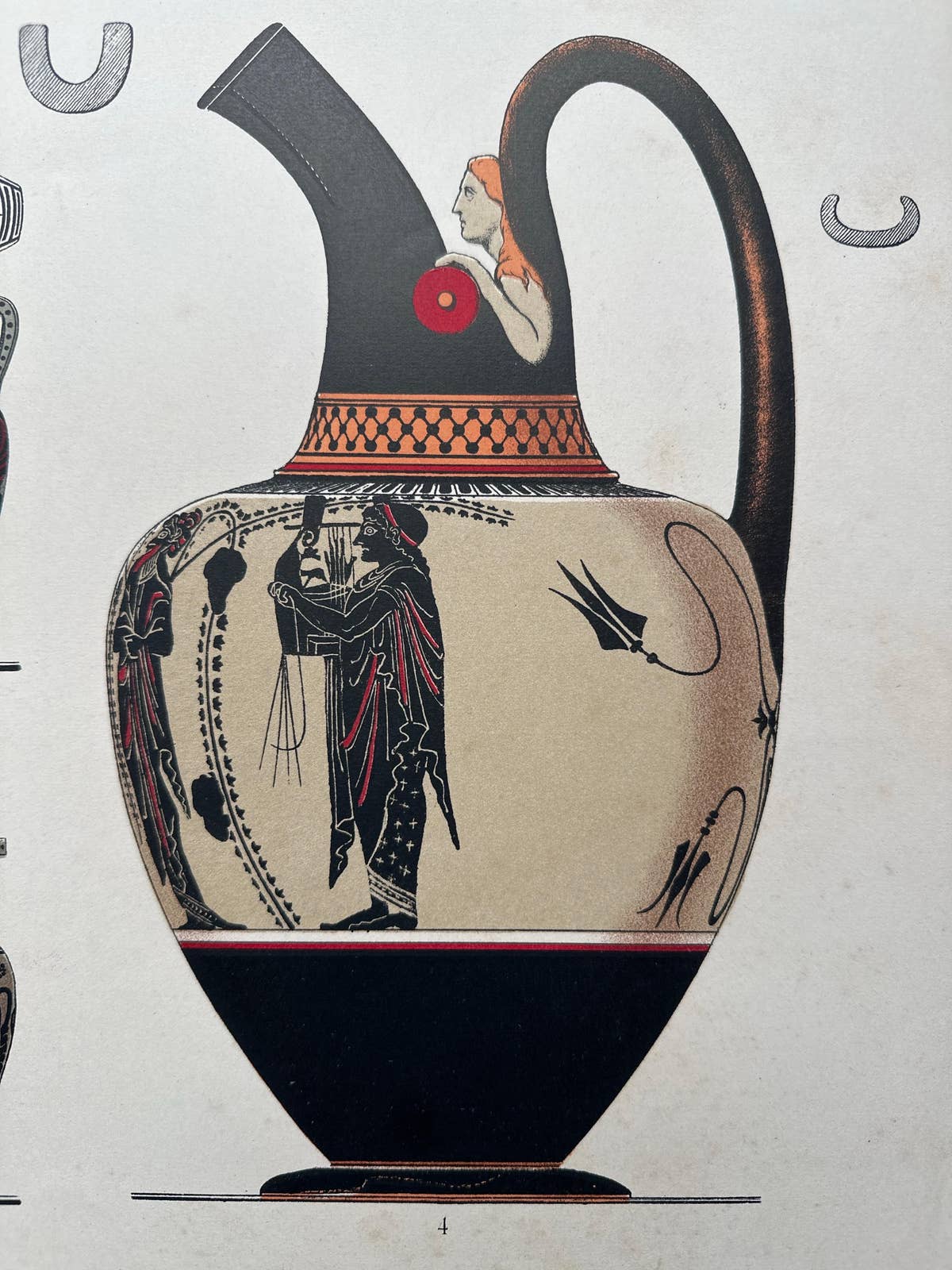 Antique Print of Greek Ceramics 'Kannen' by Genick, 1883