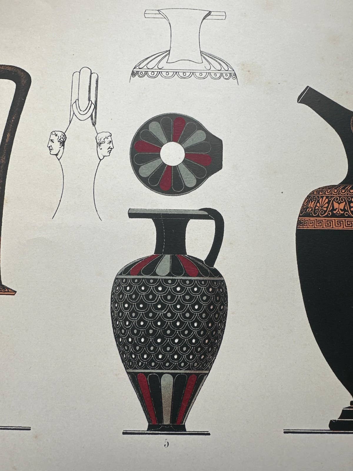 Antique Print of Greek Ceramics 'Kannen' by Genick, 1883