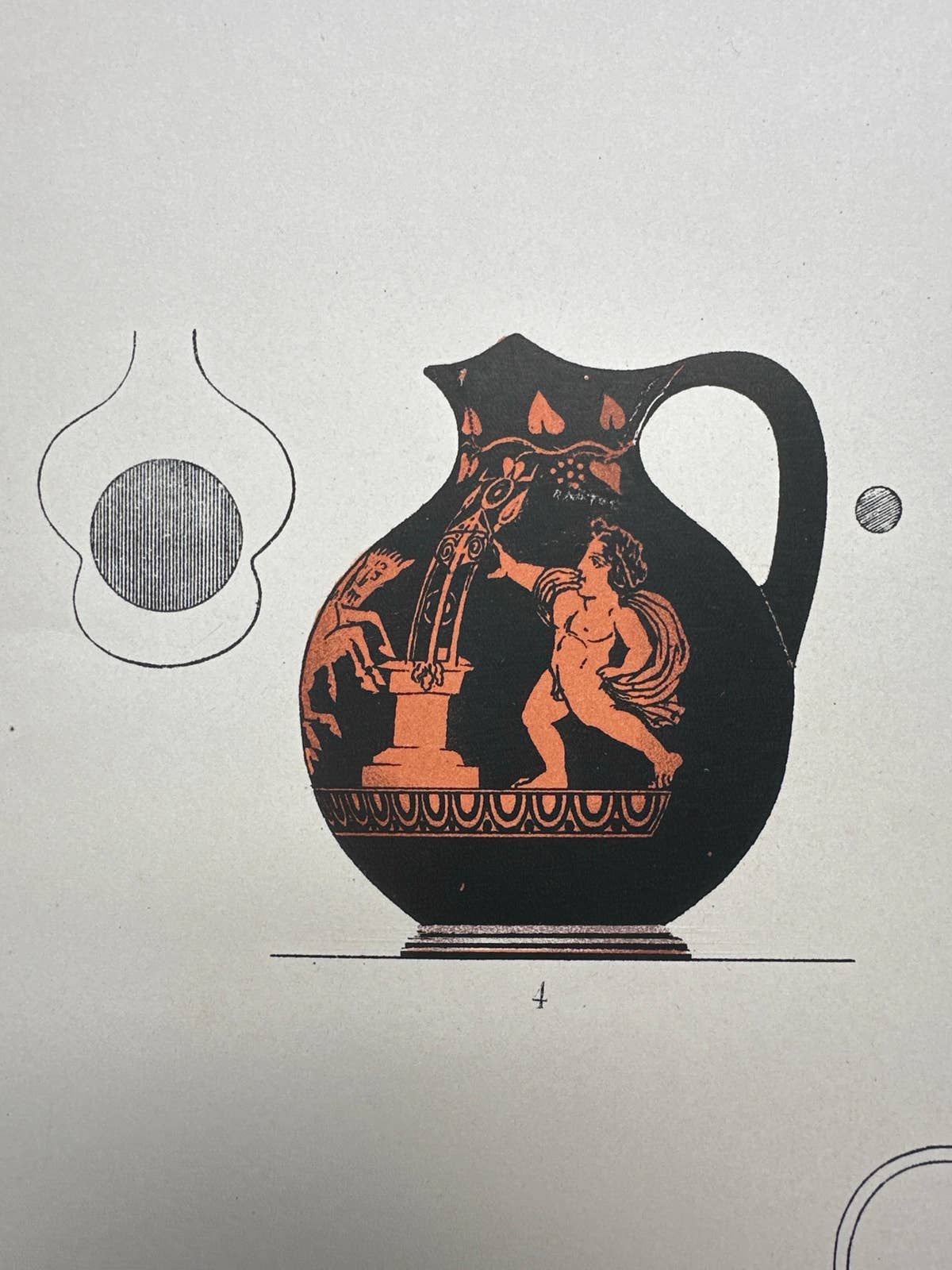 Antique Print of Greek Ceramics 'Kannen' by Genick, 1883