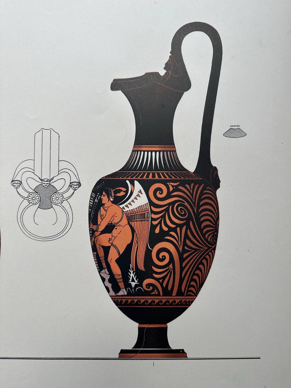 Antique Print of Greek Ceramics 'Kannen' by Genick, 1883
