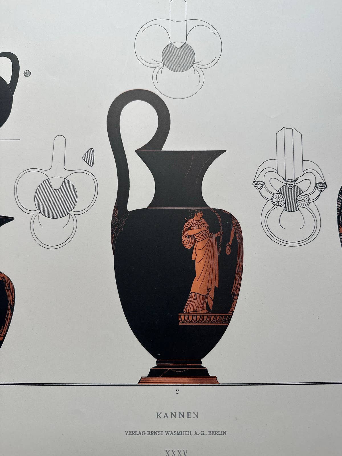 Antique Print of Greek Ceramics 'Kannen' by Genick, 1883