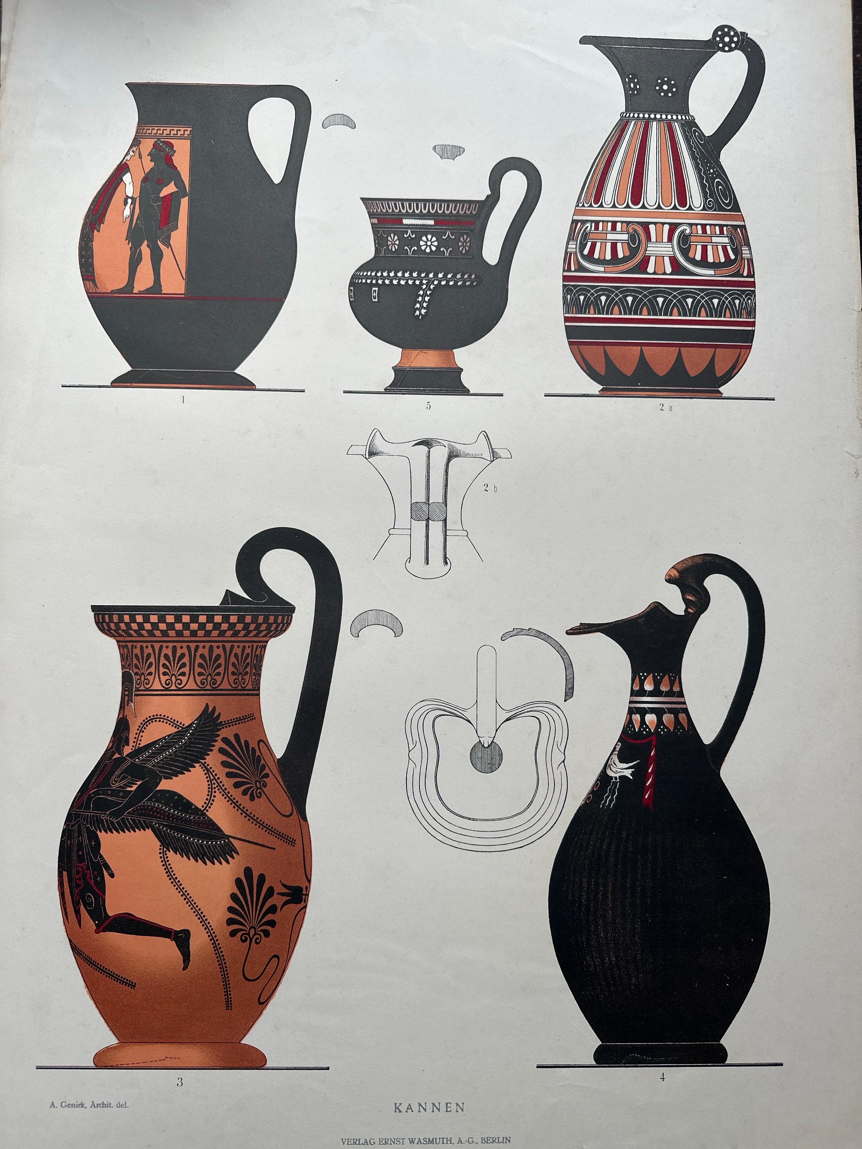Antiker Druck griechischer Keramik „Kannen“ von Genick '1883' im Angebot 2