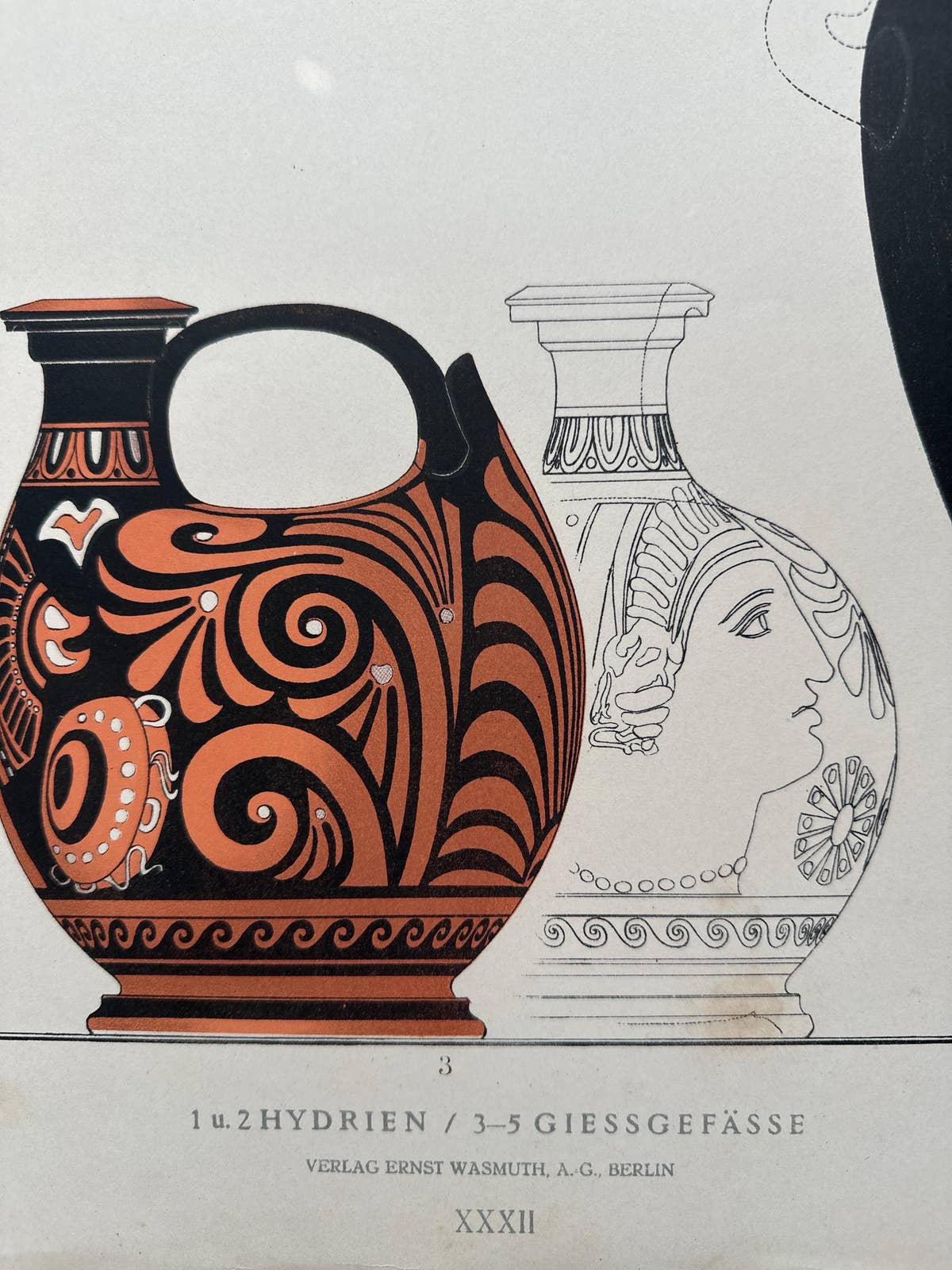 Antique Print of Greek Ceramics 'Hydrien / Giessgefässe' by Genick, 1883