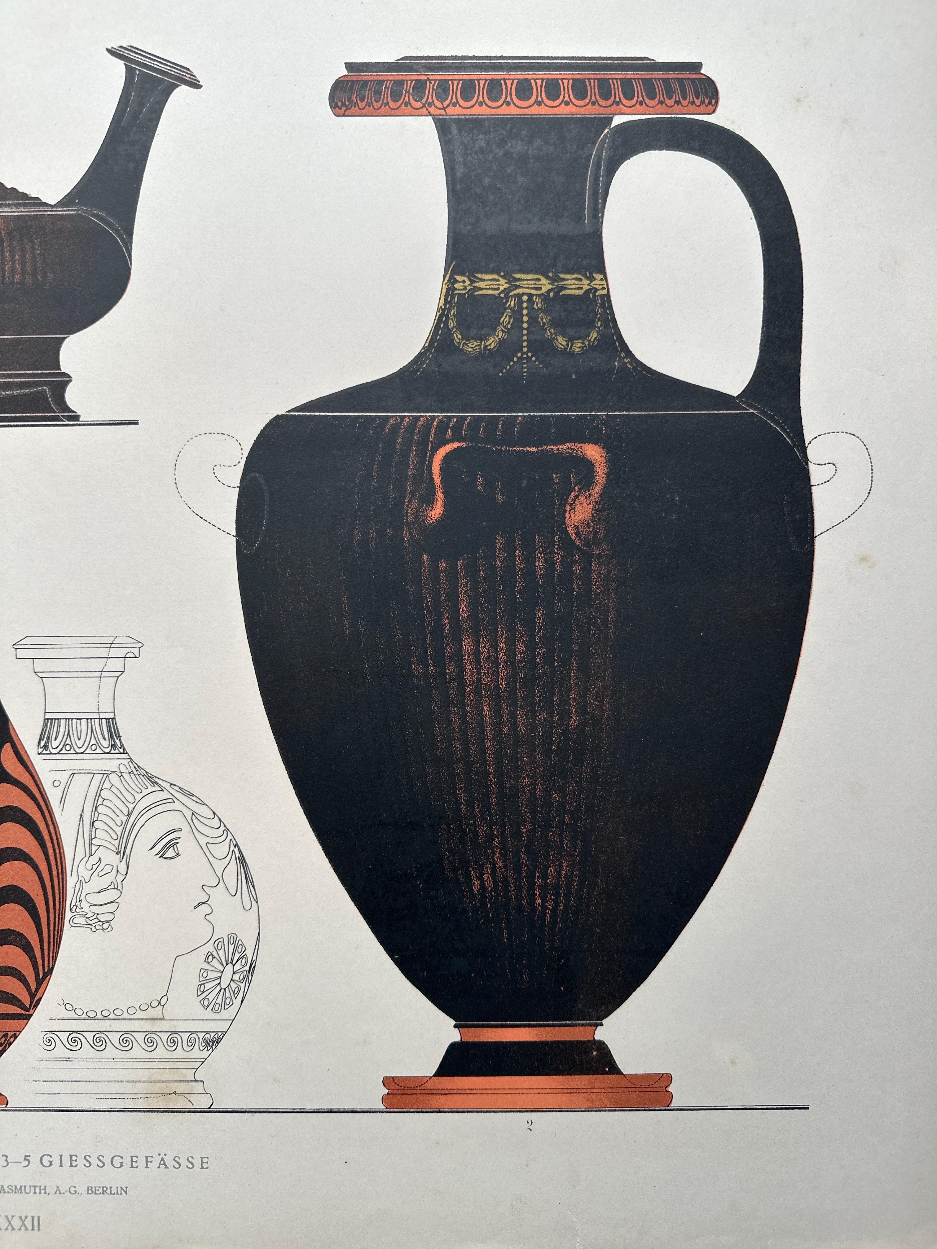 Antiker Druck von griechischen Keramiken 'Hydrien / Giessgefässe' von Genick '1883 im Angebot 2