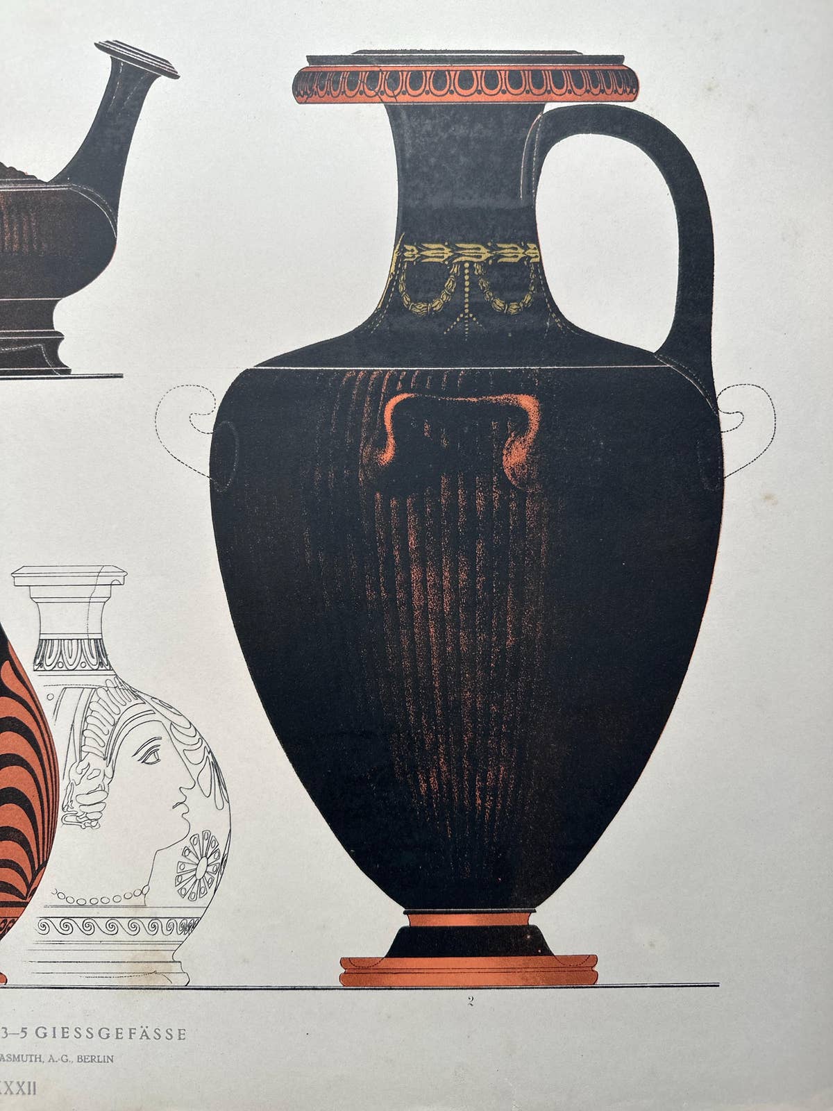 Antique Print of Greek Ceramics 'Hydrien / Giessgefässe' by Genick, 1883