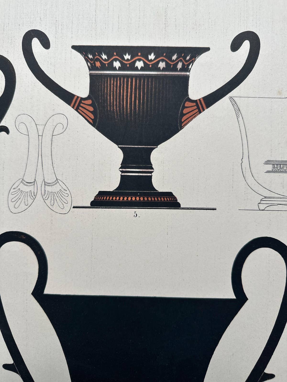 Antique Print of Greek Ceramics 'Trinkgefässe / Schöpfkelle' by Genick, 1883