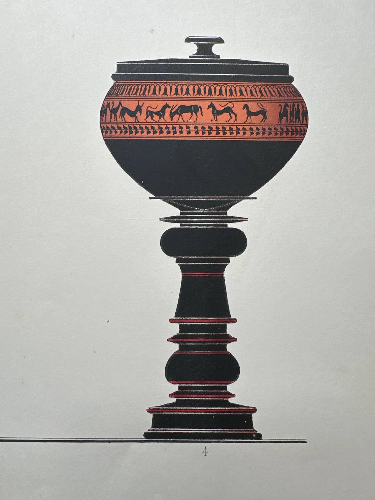 Antique Print of Greek Ceramics 'Krater' by Genick, 1883