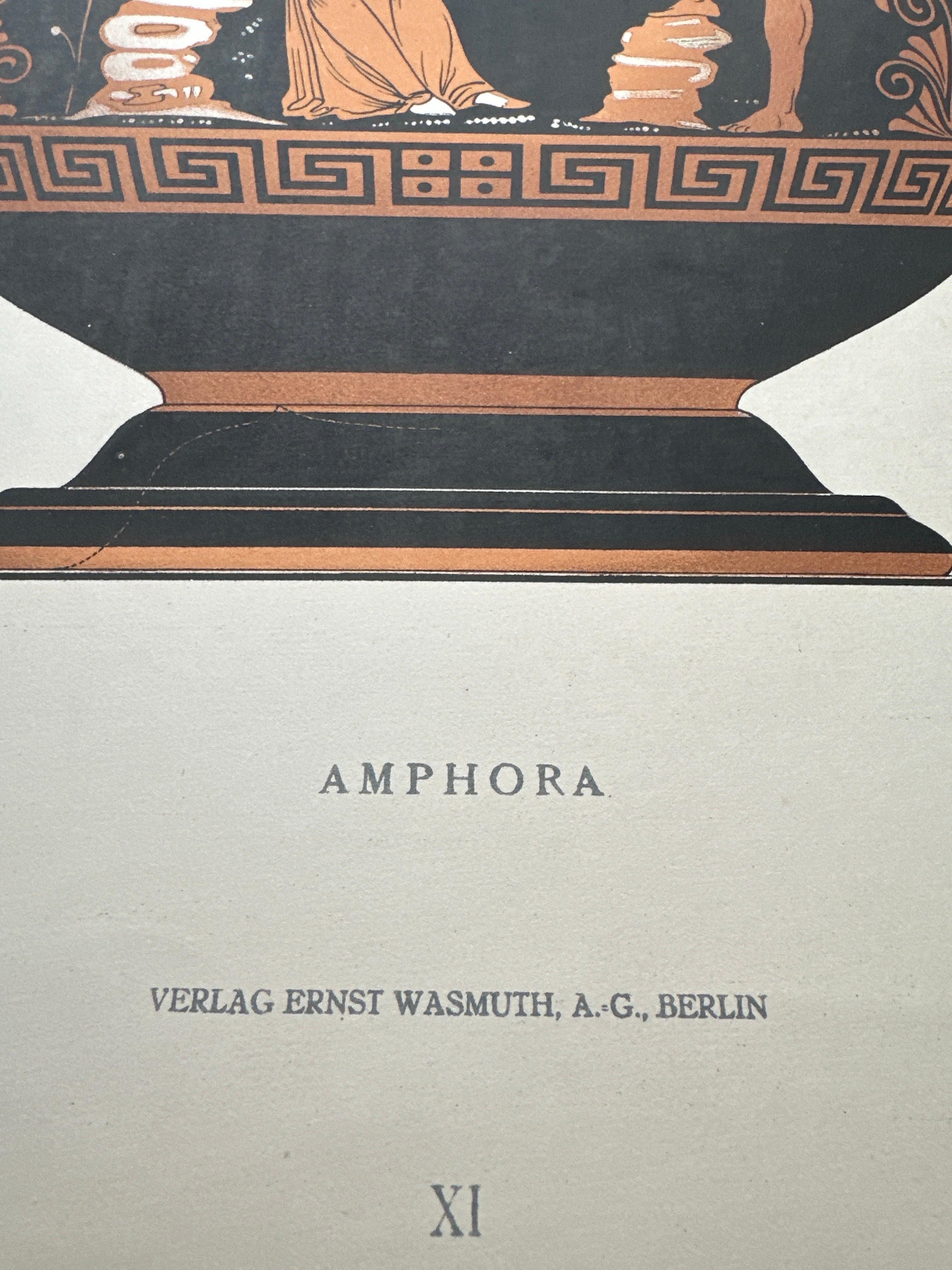 XIXe siècle Gravure ancienne de céramiques grecques 'Amphora' par Genick, '1883'. en vente