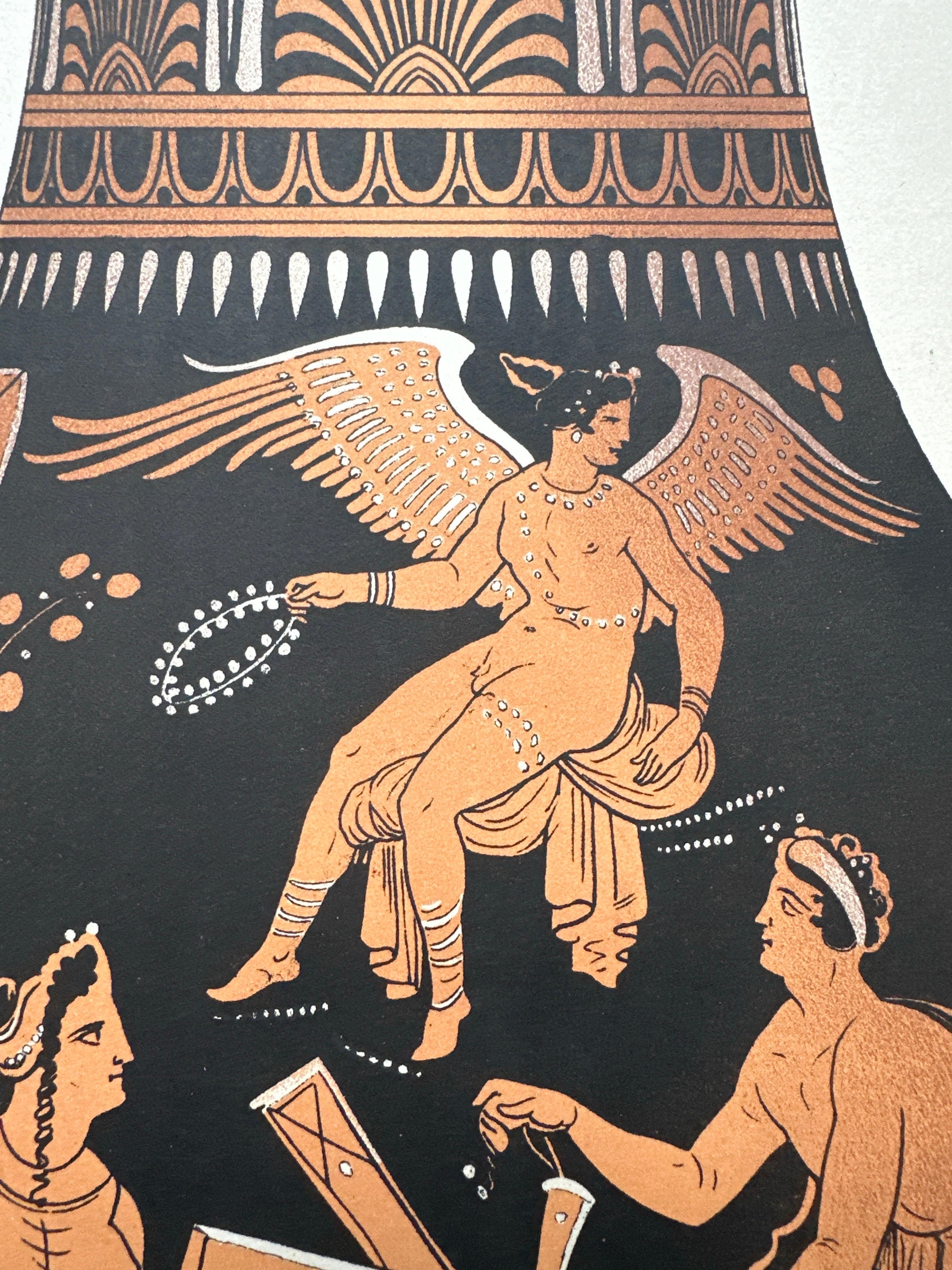 Papier Gravure ancienne de céramiques grecques 'Amphora' par Genick, '1883'. en vente