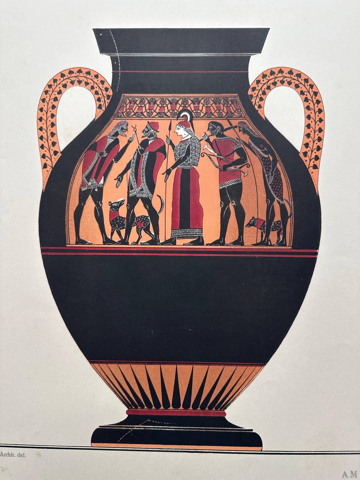 Antique Print of Greek Ceramics 'Amphoren' by Genick, 1883