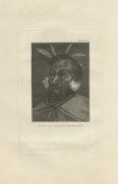 Antique Print of a Man of New Zealand by Cook, 1803