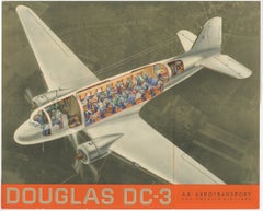 Original Vintage Poster / Folder of the Douglas DC-3 Swedish Airlines, 'c.1937'