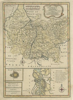 Antique Map of South West Germany with an Inset of Brisac or Brisach, France