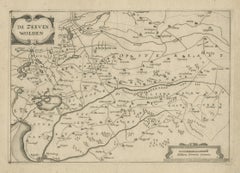 Antique Map of the Region of Zevenwouden, Friesland, The Netherlands, 1660