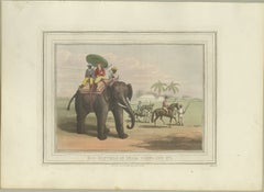 Four Fine Hand-Colored Engravings Depicting the Use of Elephants in India, 1813