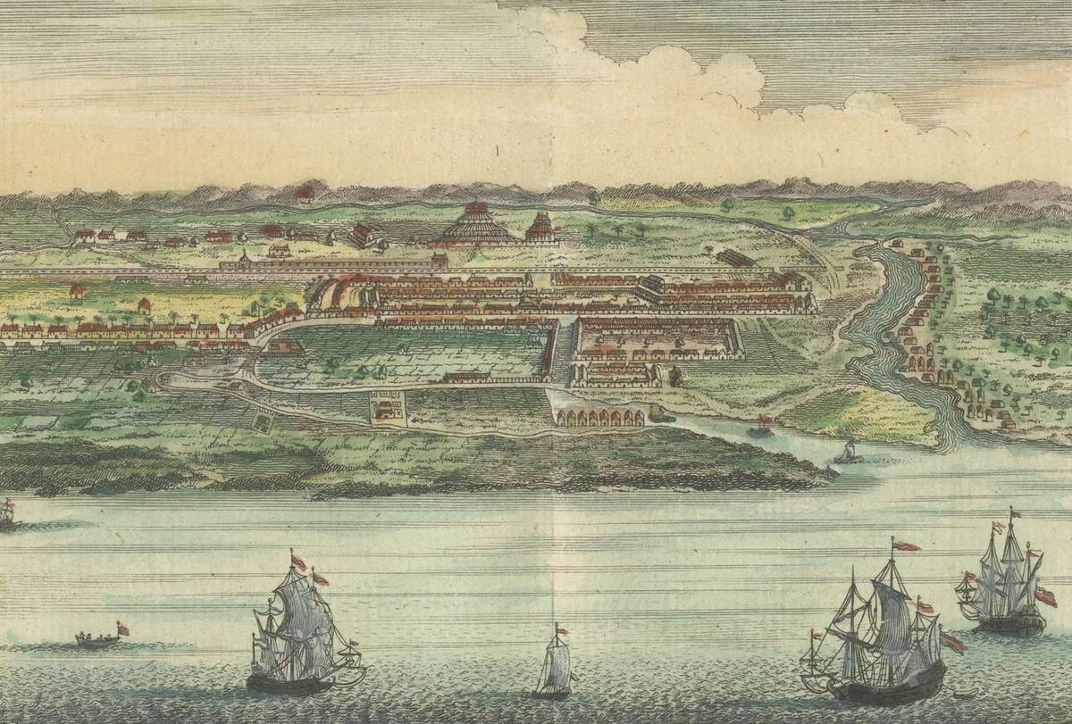 Antique Print with a View of Aceh, Sumatra in Indonesia