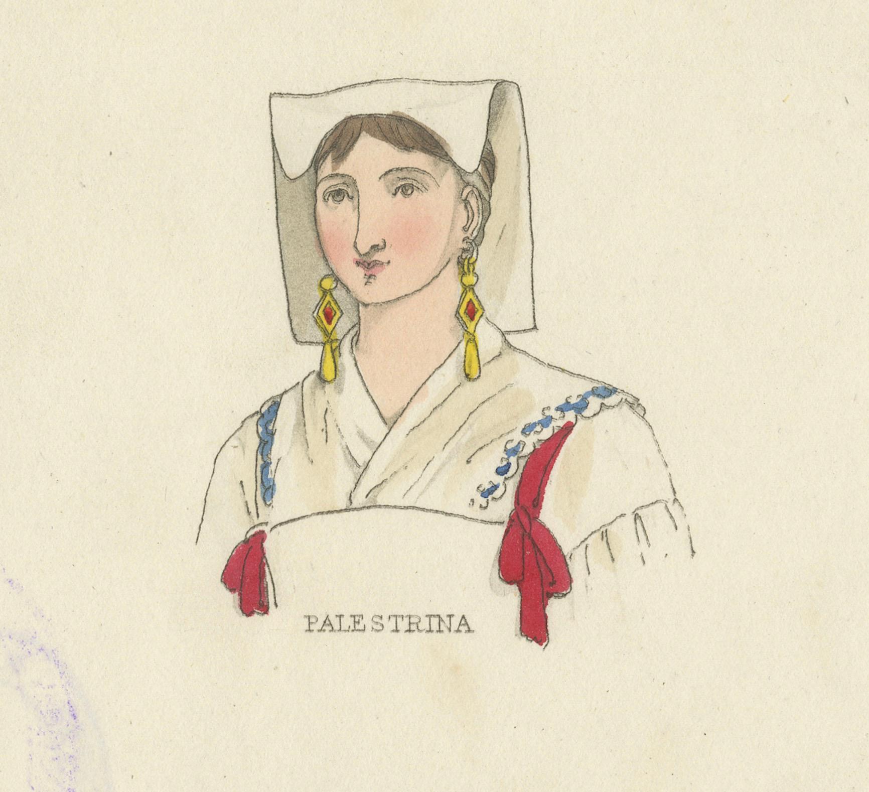 Traditional Headwear from Assisi, Naples, Viterbo, and Beyond – 1823 Print en venta 1