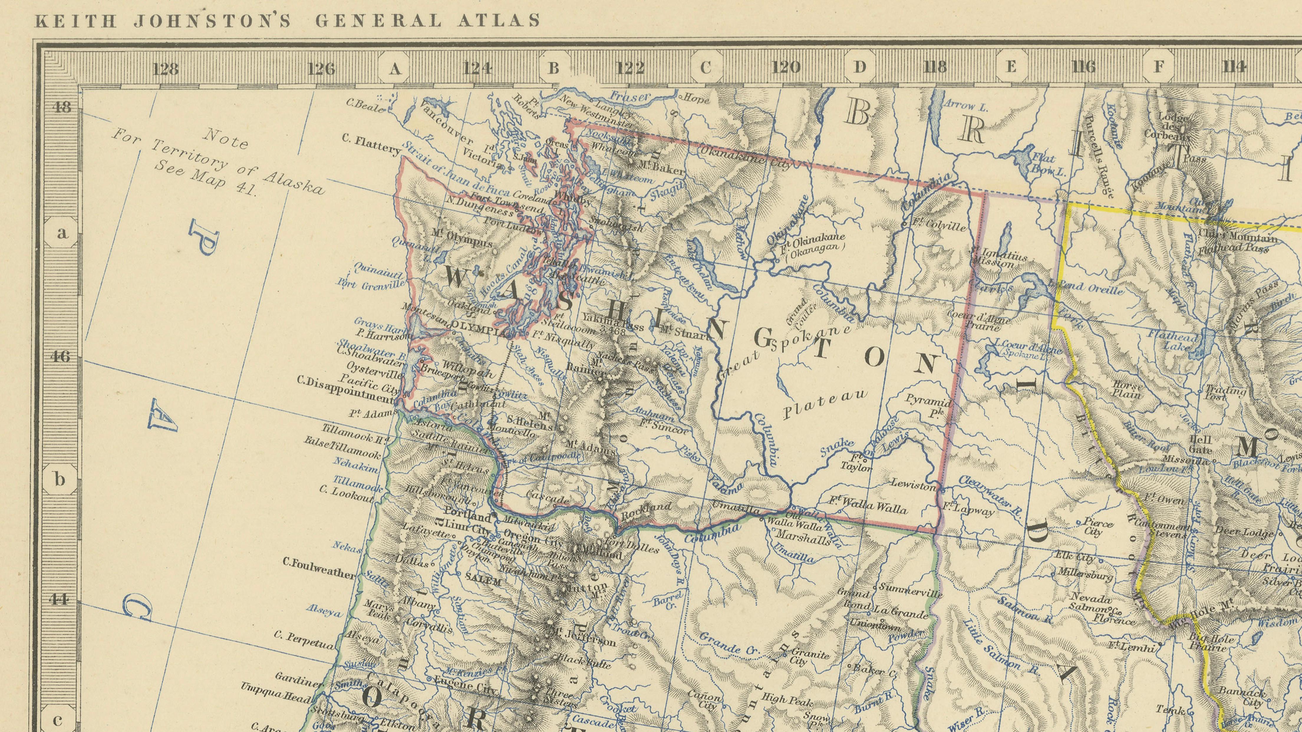 Carte de l'ouest des États-Unis de 1874 - Atlas détaillé par Keith Johnston en vente 3