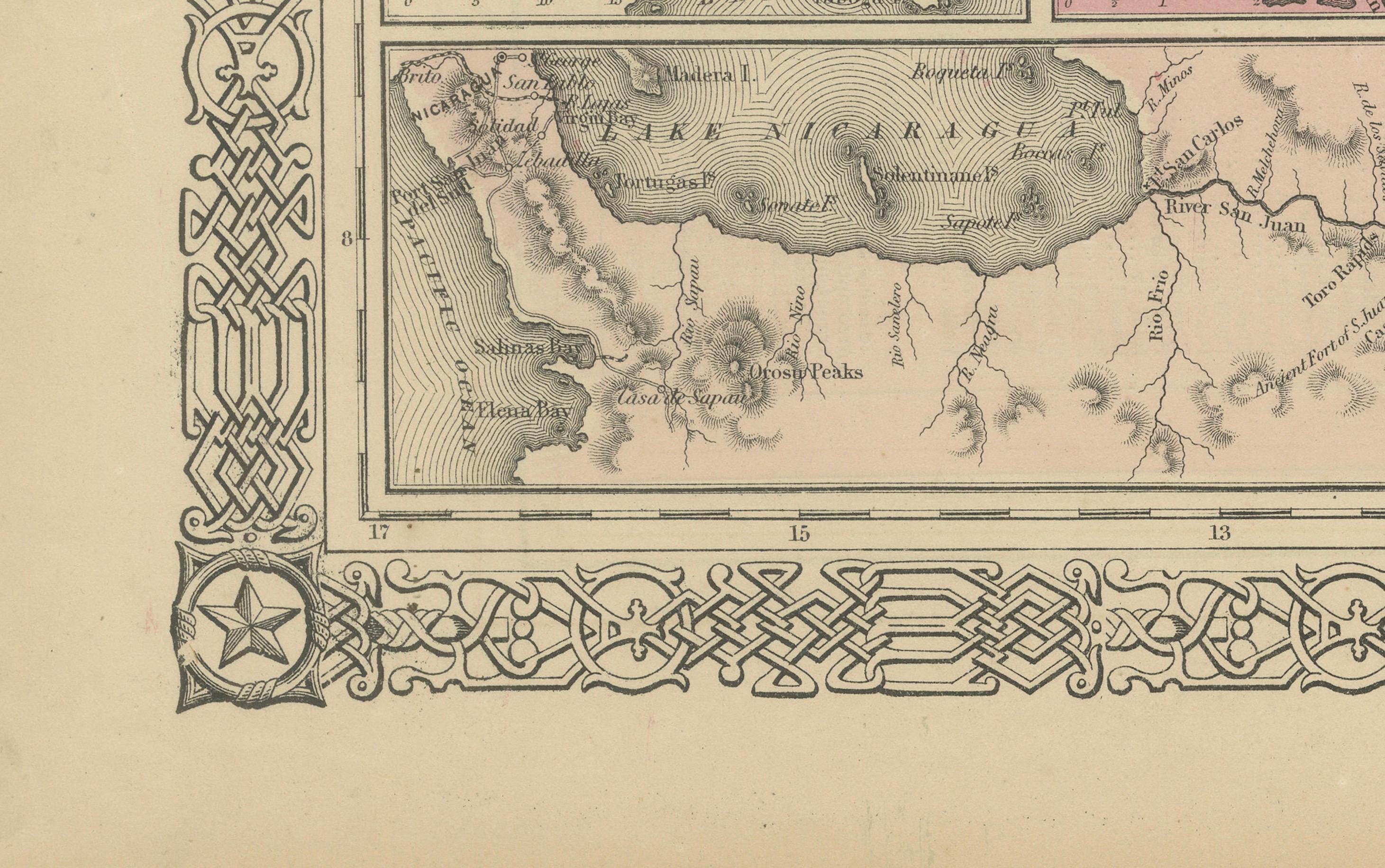 Carte de l'Amérique centrale - Johnson, coloriée à la main avec inserts, c.1864 en vente 1