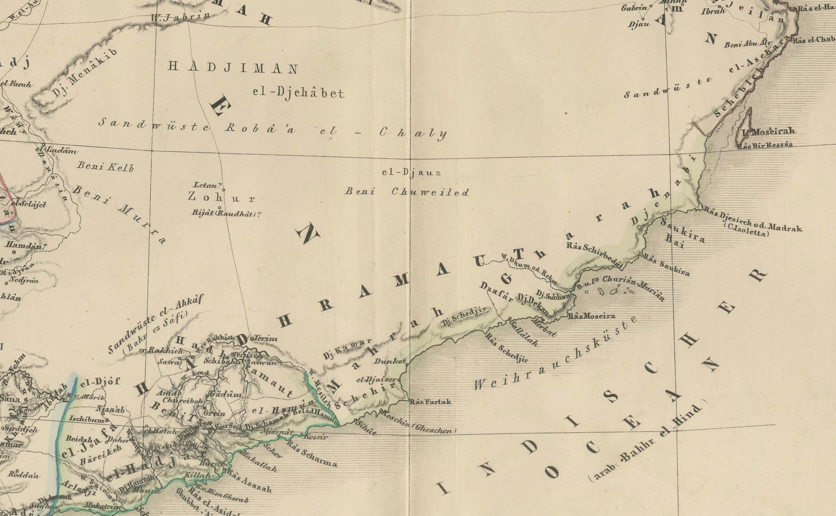 Carte de l'Iran, de l'Arabie, de l'Asie mineure et du Caucase par Perthes, 1858 Bon état - En vente à Langweer, NL
