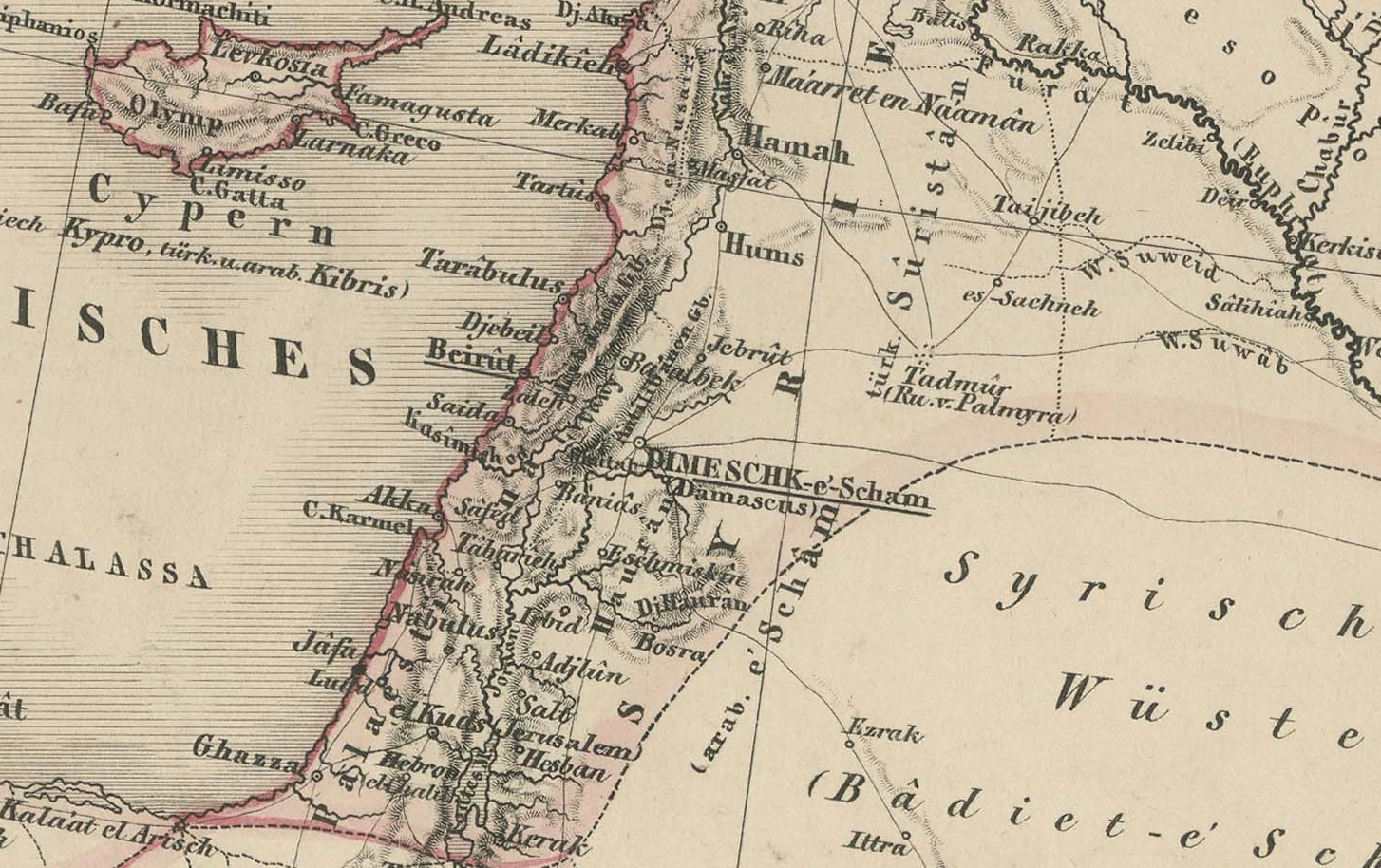 Carte de l'Iran, de l'Arabie, de l'Asie mineure et du Caucase par Perthes, 1858 en vente 1