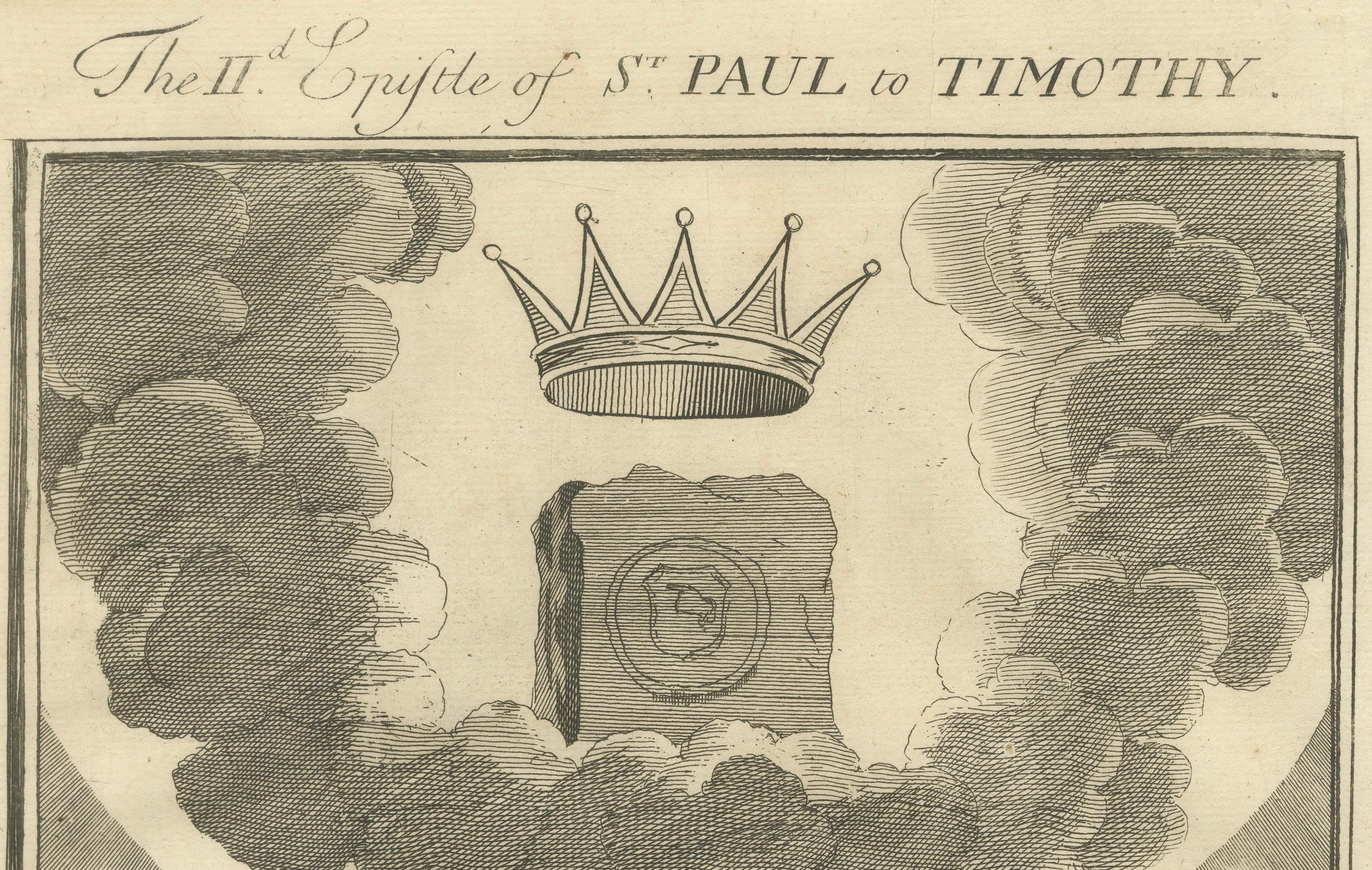 Paulus an Timotheus Kupferstich - Paulus prophezeit Tod und Märtyrertod ca. 1735 (Mitte des 18. Jahrhunderts) im Angebot