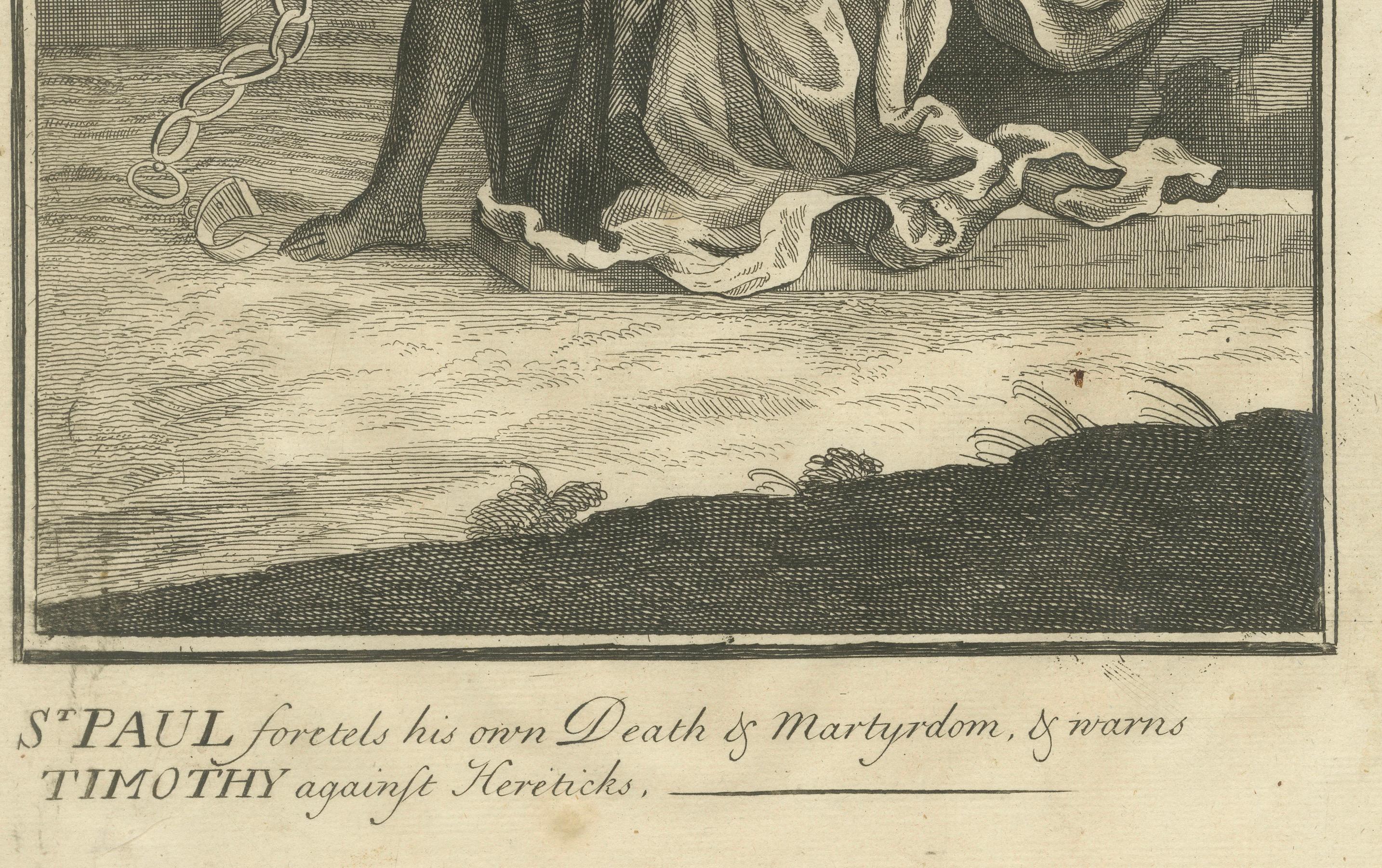 Paulus an Timotheus Kupferstich - Paulus prophezeit Tod und Märtyrertod ca. 1735 (Englisch) im Angebot