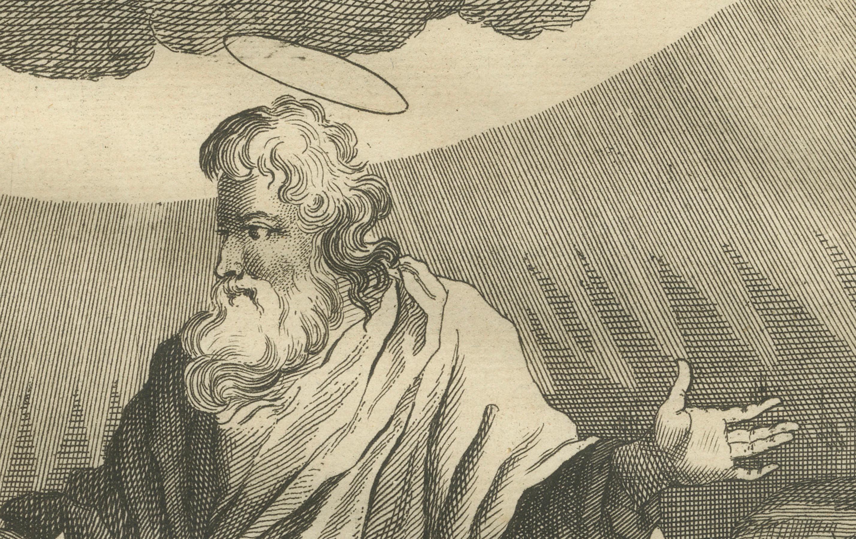 Paulus an Timotheus Kupferstich - Paulus prophezeit Tod und Märtyrertod ca. 1735 im Zustand „Gut“ im Angebot in Langweer, NL