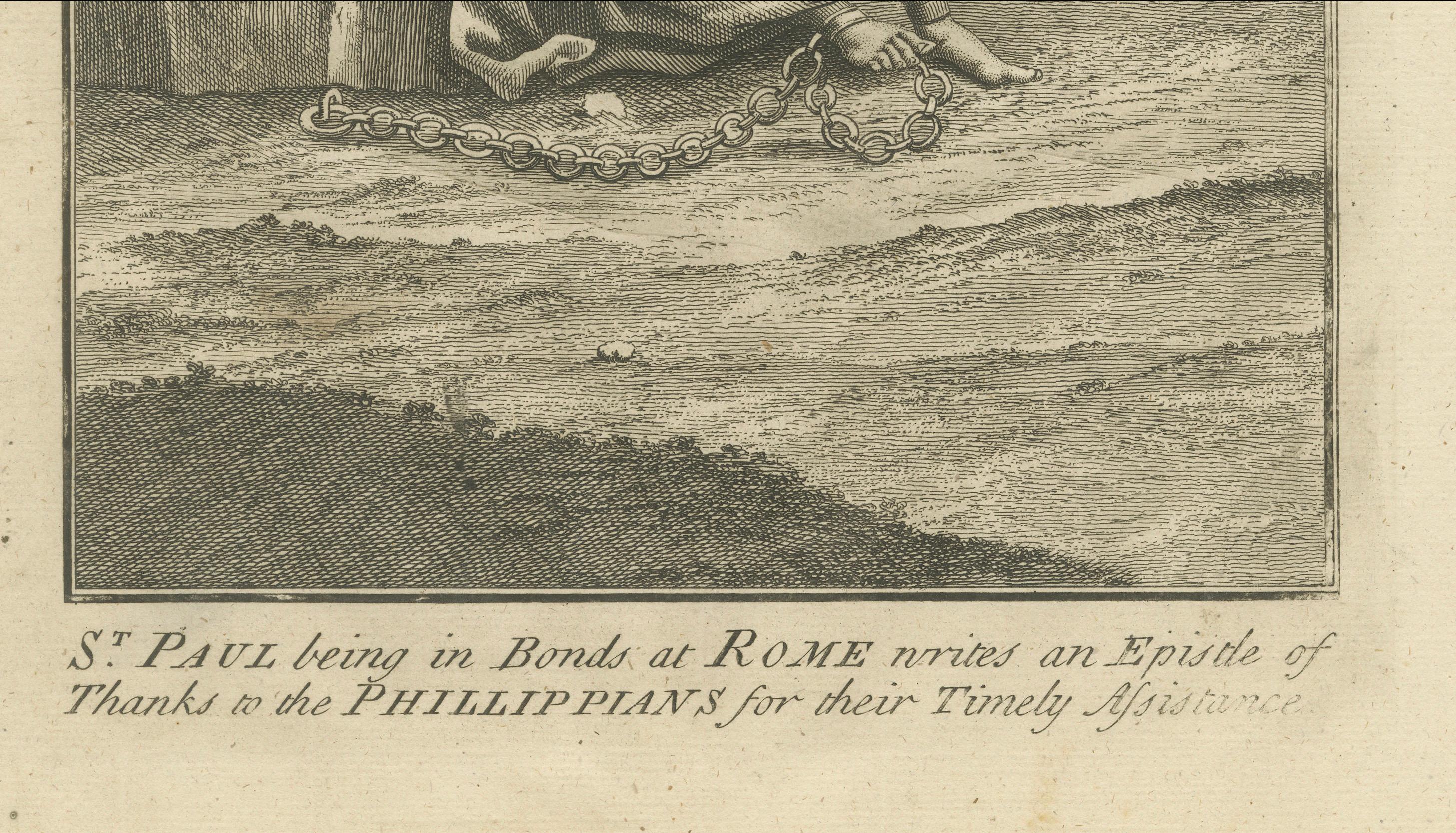 Paulus an die Philipper Kupferstich - Paulus in Anleihen Brief schreiben ca. 1735 (Englisch) im Angebot