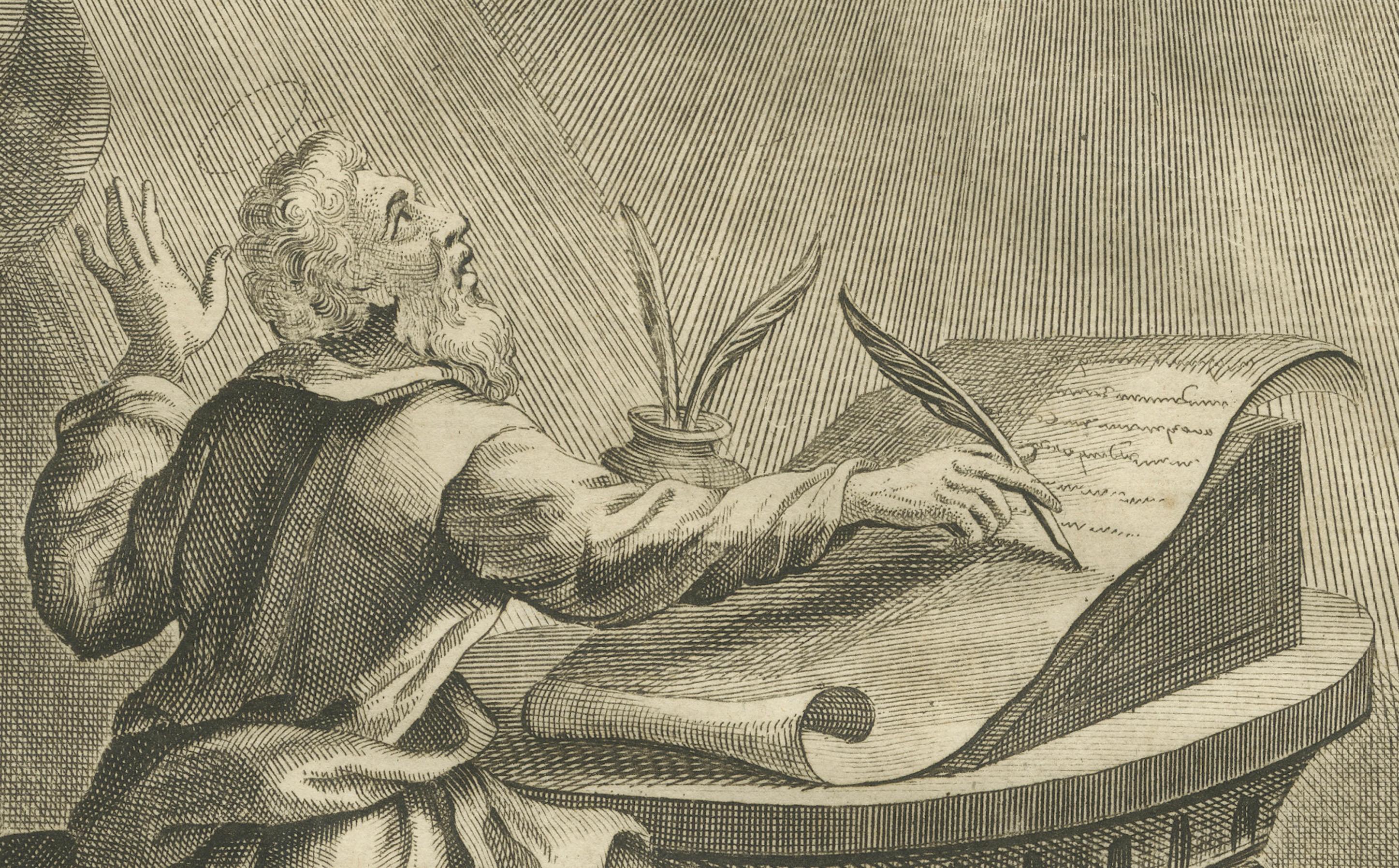 Milieu du XVIIIe siècle Paul aux Corinthiens - Résurrection prouvée, gravure ancienne c.1735 en vente