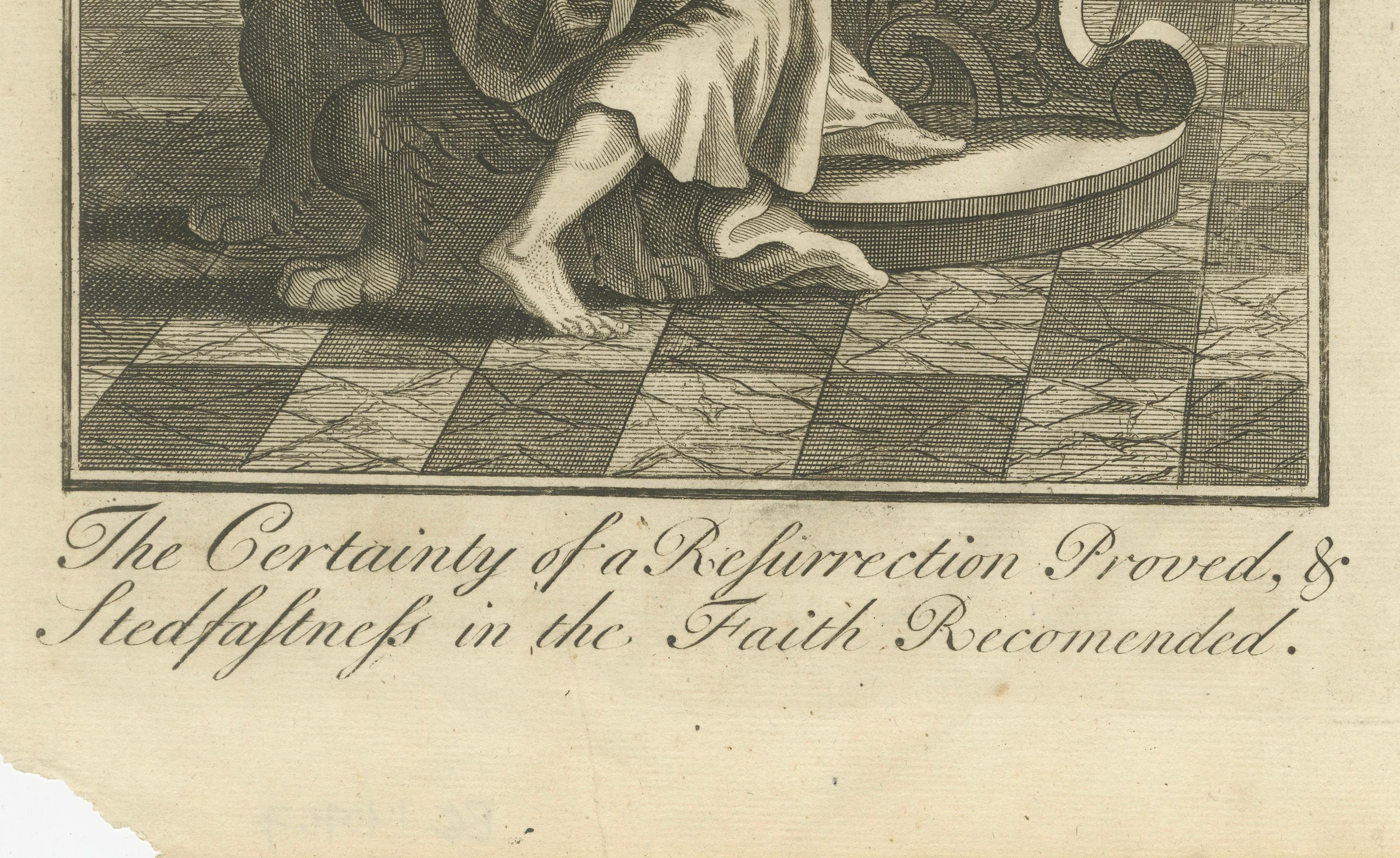 Paul aux Corinthiens - Résurrection prouvée, gravure ancienne c.1735 Bon état - En vente à Langweer, NL