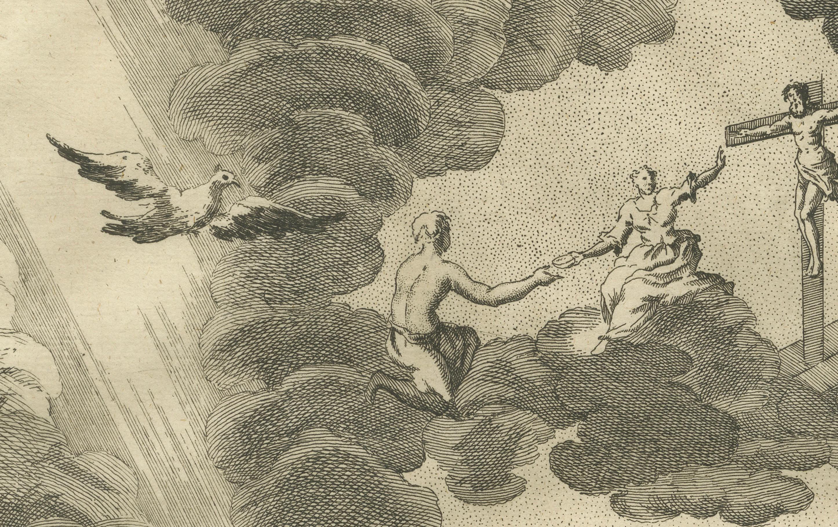 Papier Paul aux Romains - La justification par la foi, Gravure ancienne c.1735 en vente
