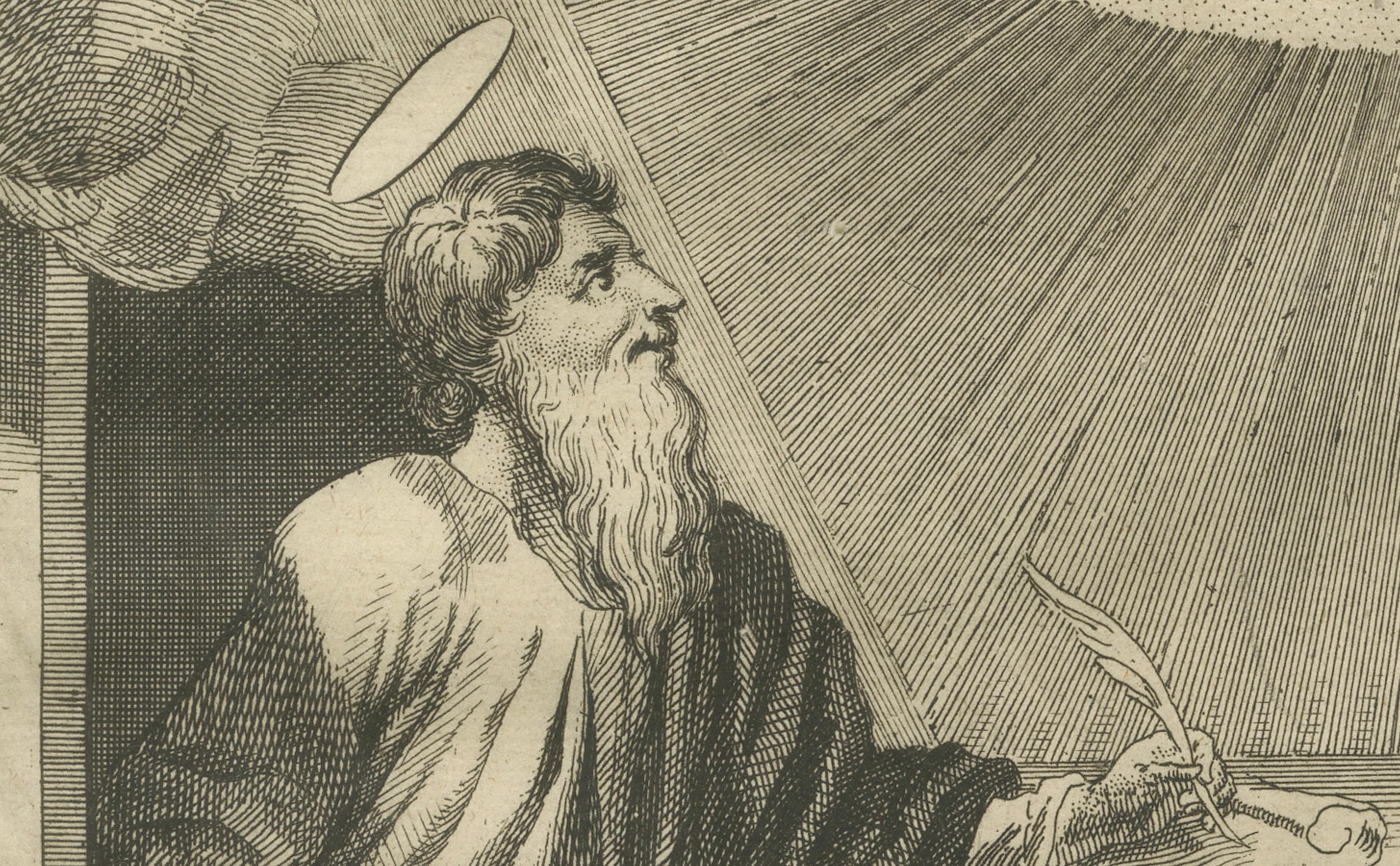 Paul aux Romains - La justification par la foi, Gravure ancienne c.1735 Bon état - En vente à Langweer, NL