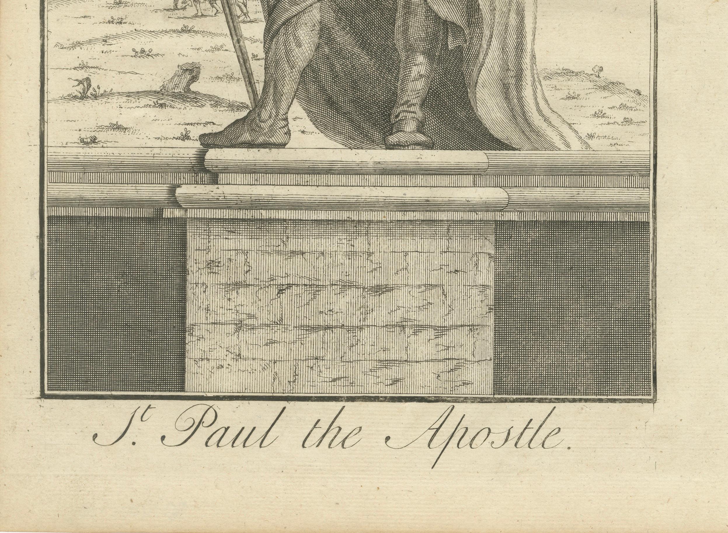 English St. Paul the Apostle – Vision & Conversion, Acts IX Engraving c.1735 For Sale