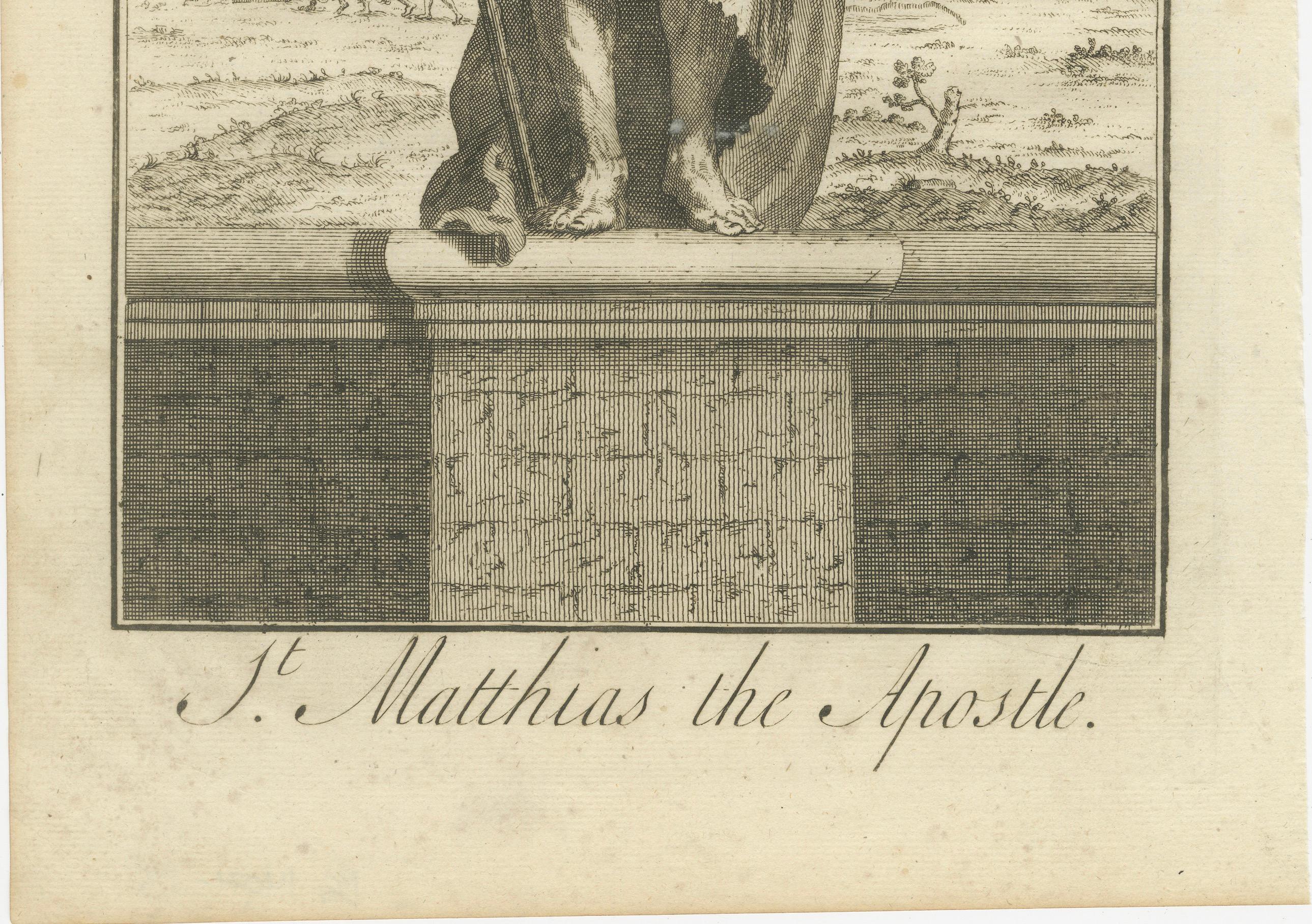English St. Matthias Apostle – Chosen in Acts I, Engraving c.1735 For Sale