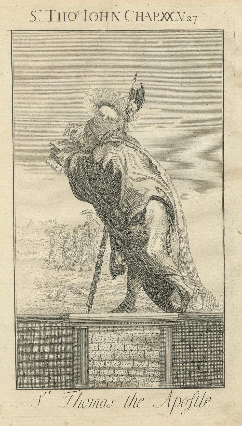 St. Thomas Apostel Kupferstich - John XX Doubting Thomas um 1735 (Mitte des 18. Jahrhunderts) im Angebot