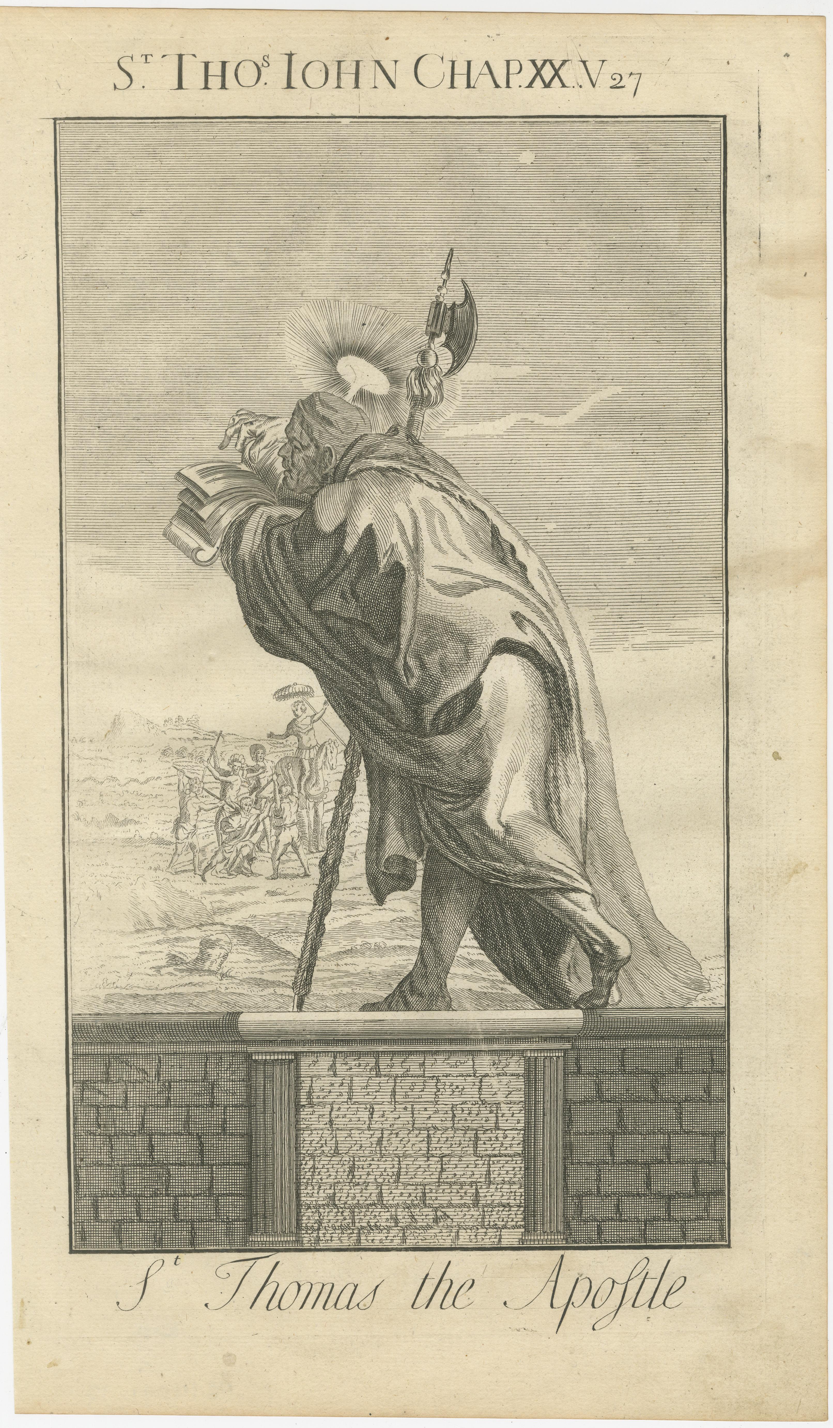 St. Thomas Apostel Kupferstich - John XX Doubting Thomas um 1735 (Papier) im Angebot