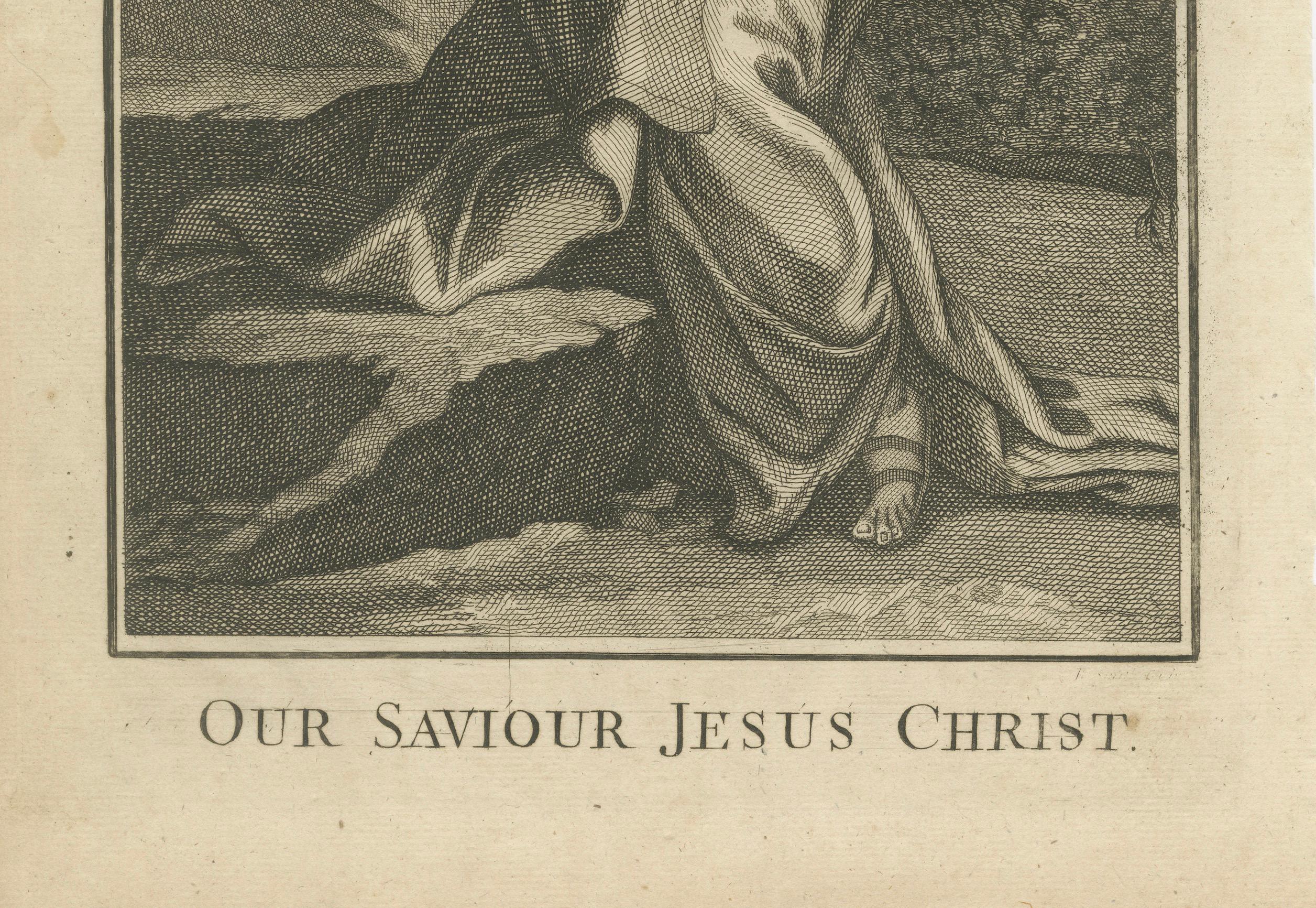Titre : Gravure de Jésus-Christ - A.I.C. Je suis le chemin c.1735

Description :
Cette sereine gravure ancienne intitulée 