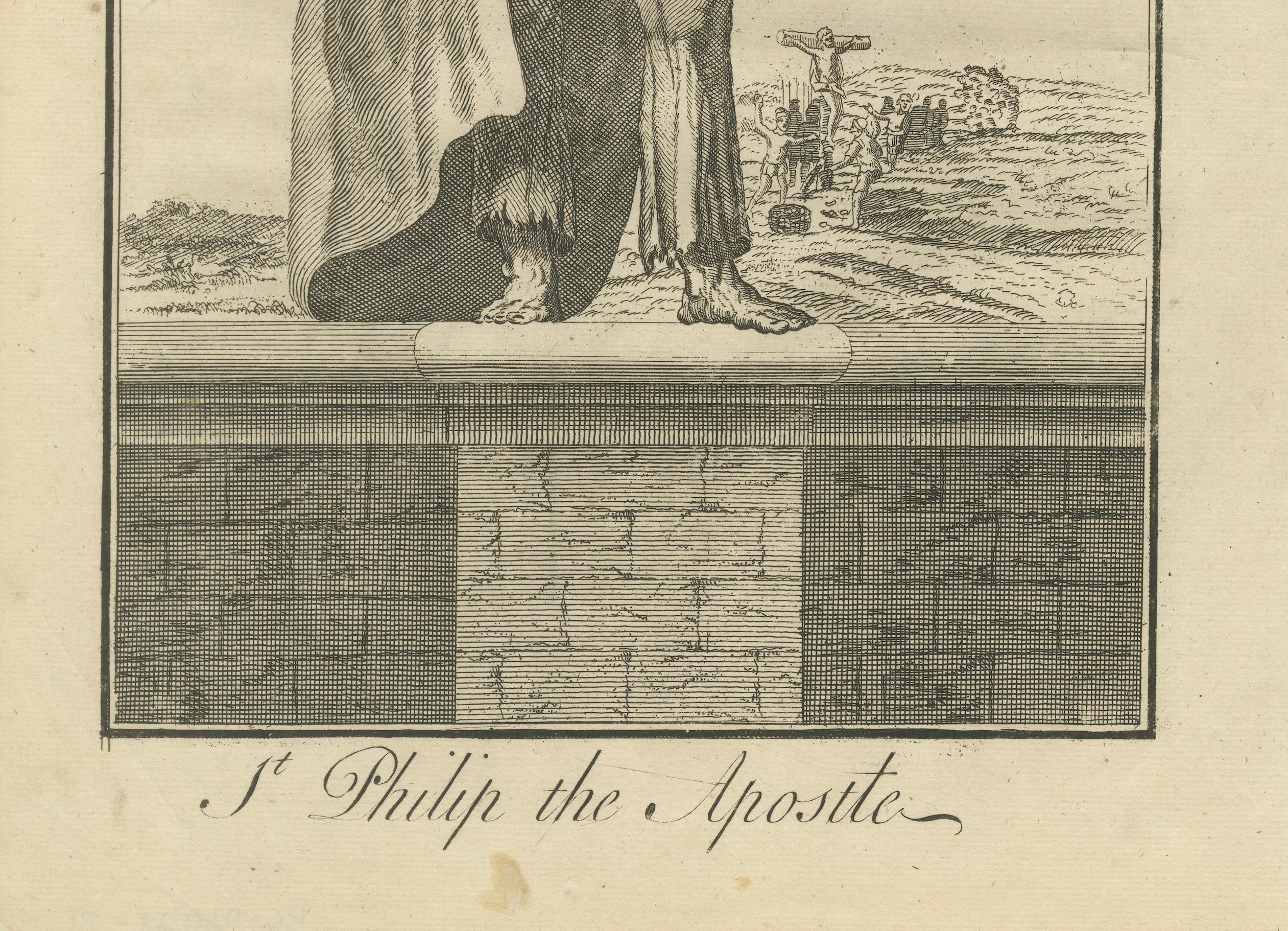 English St. Philip Apostle Engraving – John I Calling of Philip c.1735 For Sale
