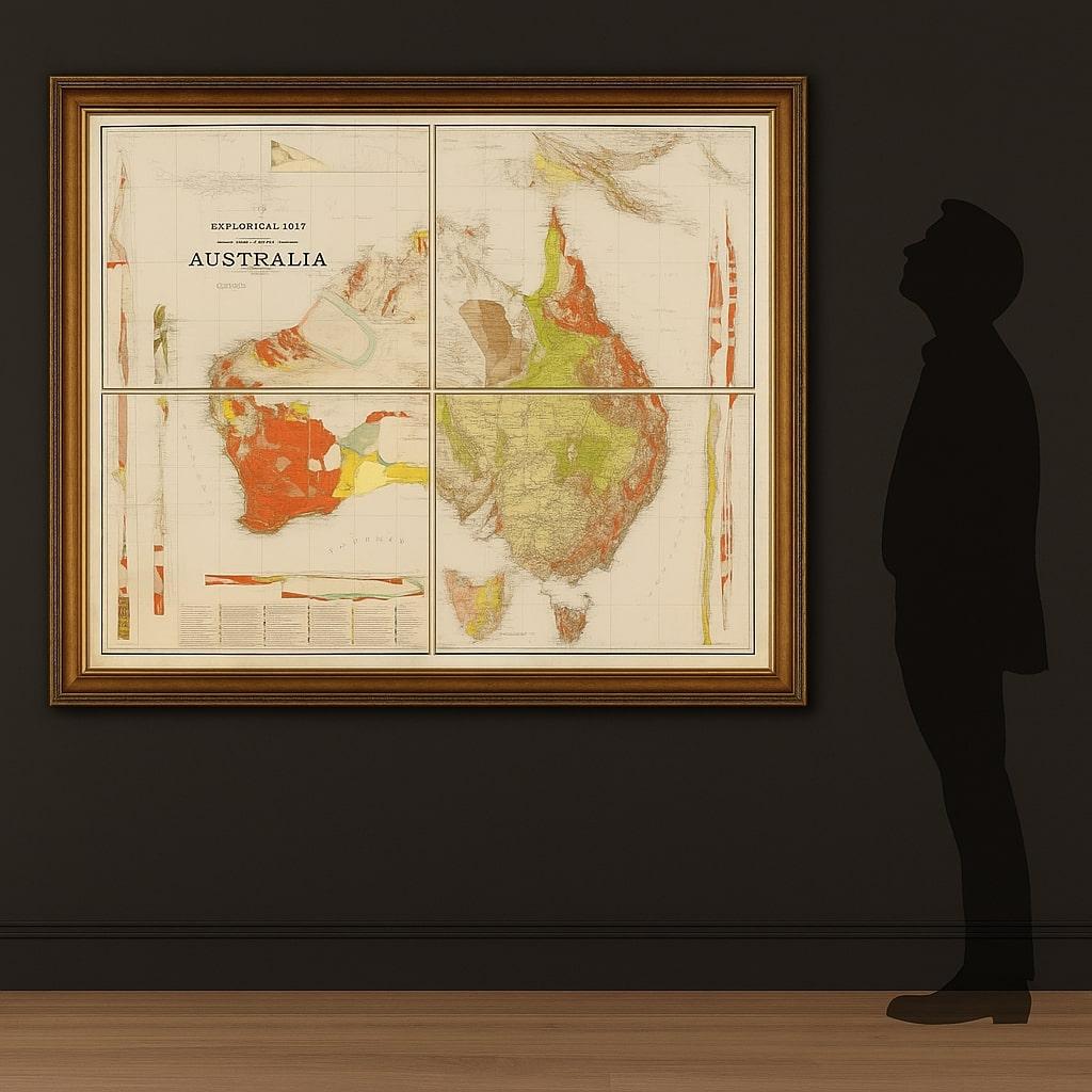 Impressive Geological Map of Australia – Rare Oversized Wall Display, 1931–32 In Good Condition For Sale In Langweer, NL