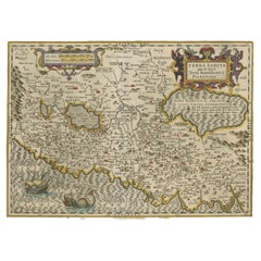 Holy Land Map – Terra Sancta Palestina, Hondius, Hand-Colored Engraving c.1620