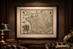 17th Century Blaeu Map of France, Gallia, Hand Colored, c.1642